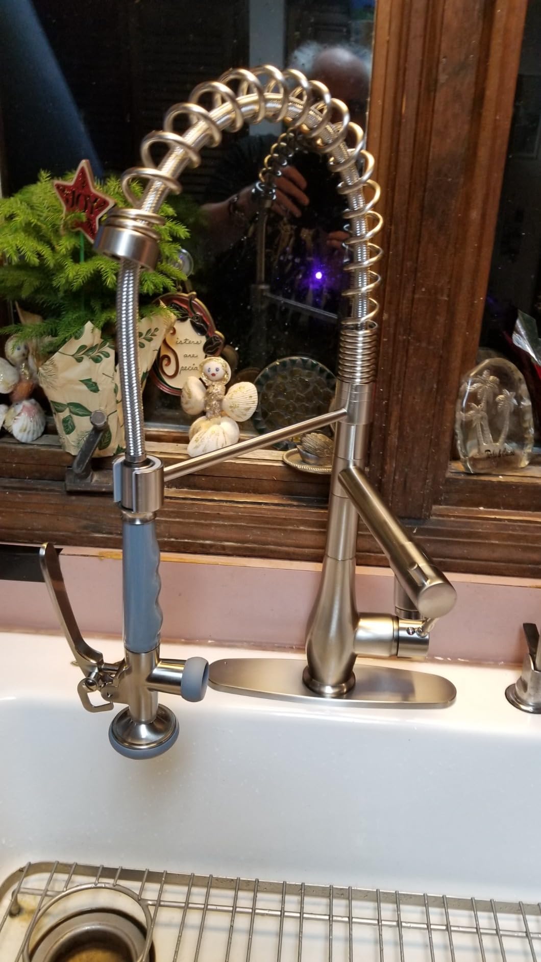 GIMILI Commercial Kitchen Faucet with Pull Down Sprayer Brushed Nickel | Soap Dispenser Included, Commercial Style, Double Head Spray, High Pressure Rinse, Single Handle, Pull Down Hose customer photo 2
