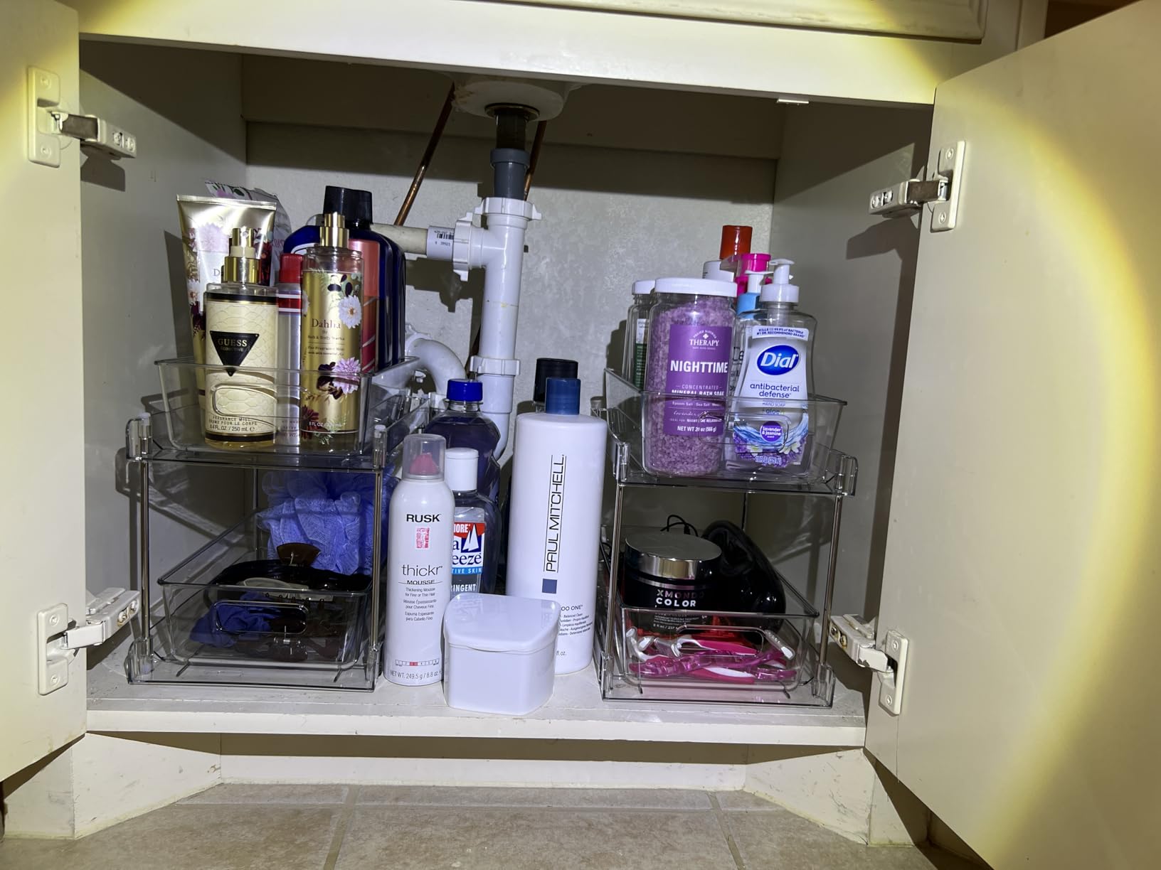 Vtopmart 4 Pack Pull Out Bathroom Under Sink Organizer (S-Standard) | Slide-out drawers, Multi-purpose storage, Clear visibility, Easy Set-up customer photo 1