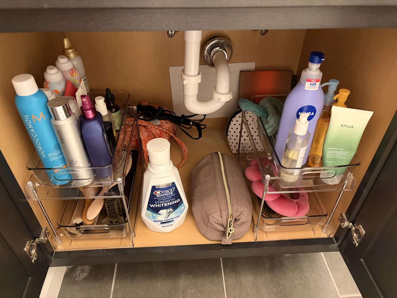 Vtopmart 4 Pack Pull Out Bathroom Under Sink Organizer (S-Standard) | Slide-out drawers, Multi-purpose storage, Clear visibility, Easy Set-up customer photo 2