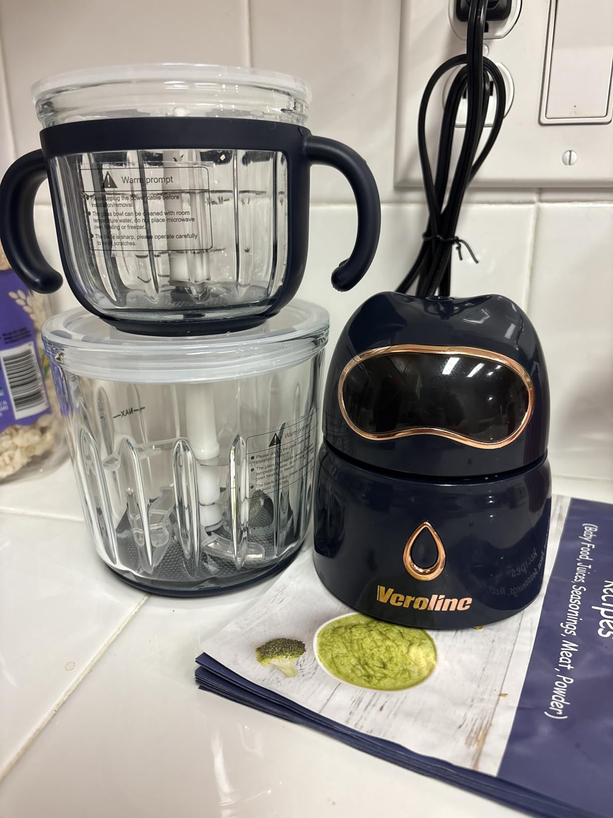 Baby Food Maker, Puree Blender Set with 600ml & 300ml Glass Bowls, Smooth Baby Puree from Fruit, Meat & Vegetables customer photo 1