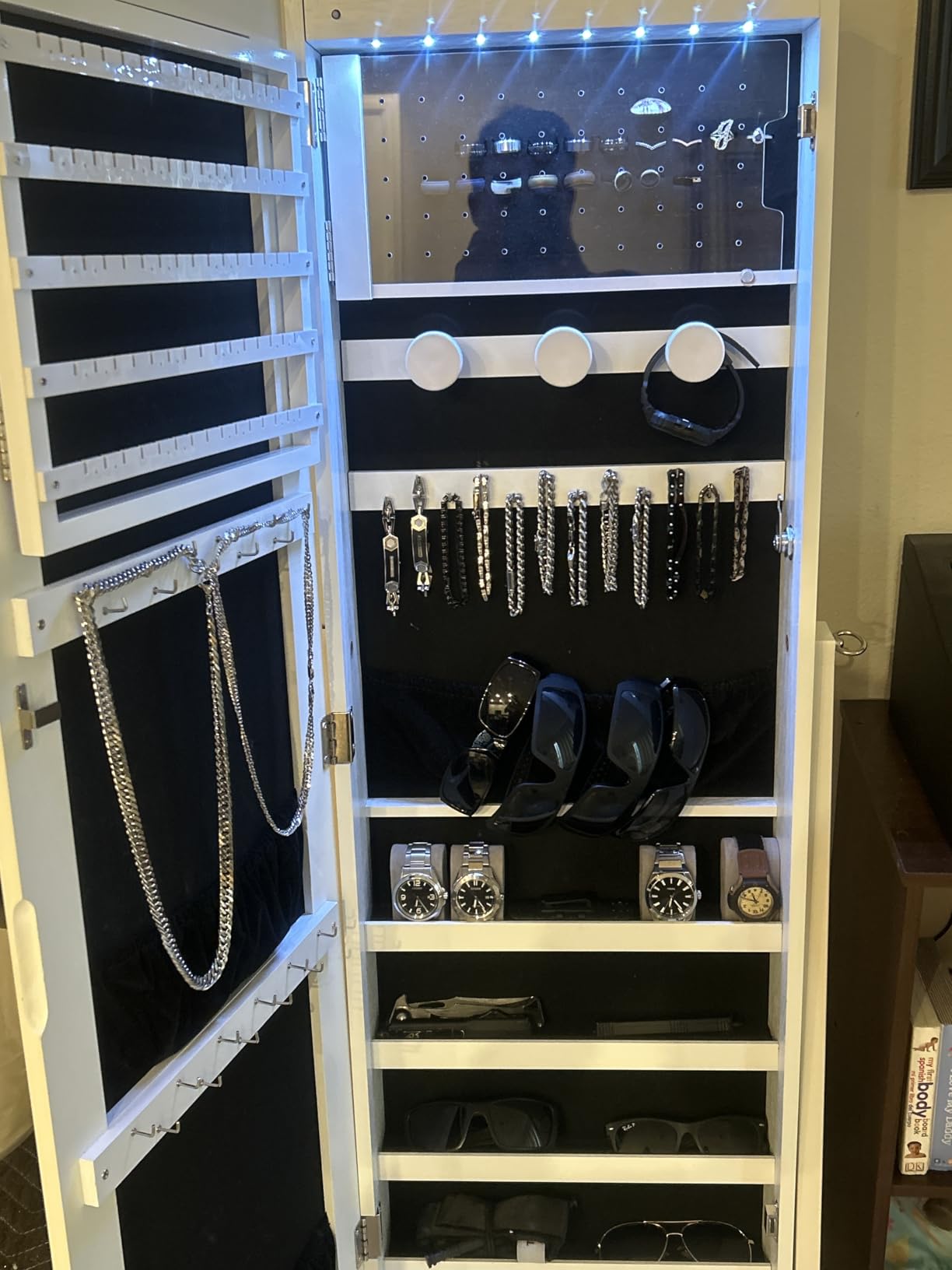 Nicetree Jewelry Cabinet Armoire with 2 Drawers, Lockable Standing Jewelry Mirror Cabinet, Full Length Mirror with Jewelry Storage, Rustic Brown customer photo 2