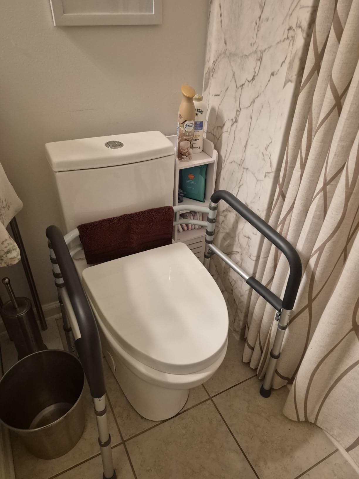 Lianjindun Toilet Safety Rails, 350 lbs, Adjustable Height & Width | Fits Most Toilets, Foldable Design, 350 Lbs Capacity, Aluminum Toilet Frame, Toilet Handles for Seniors, Disabled, Handicap customer photo 1