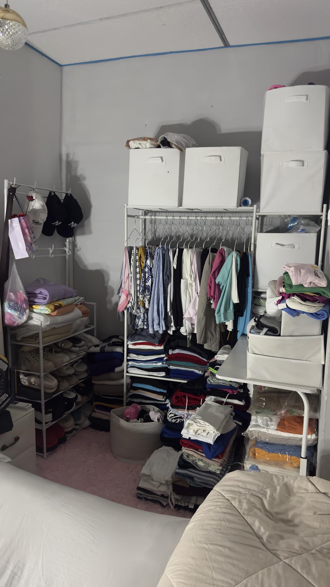 HOMIDEC Wardrobe Closet, Portable Clothes Rack with 4 Tiers Shelves | Freestanding Closet Organizers and Storage System with Hanging Rod, Steel Clothing Rack Suitable for Cloakrooms, Bedrooms. Black customer photo 1
