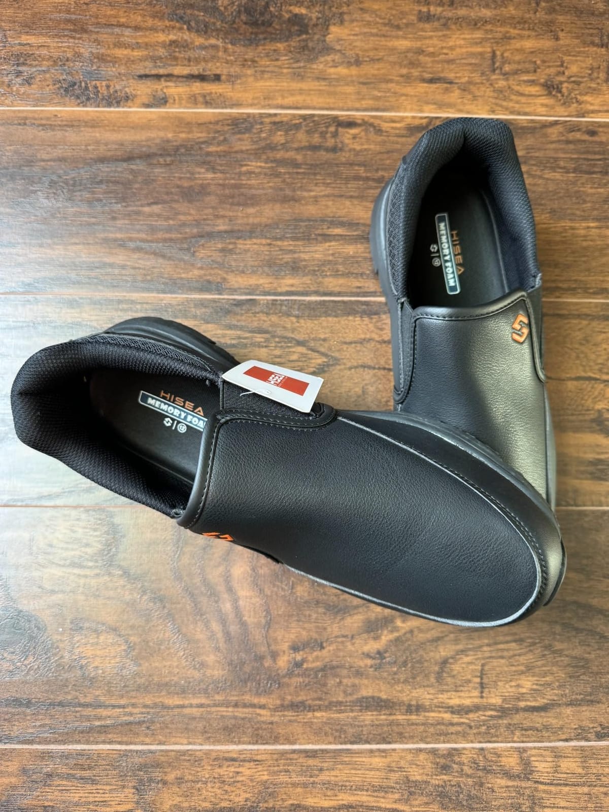 HISEA Non Slip Work Shoes for Men, Slip-On Loafers Chef Kitchen Shoes | Comfortable Lightweight Mens Slip Resistant Work Shoes, Oil & Water Resistant Restaurant Shoes, Food Service Dress, Black customer photo 2