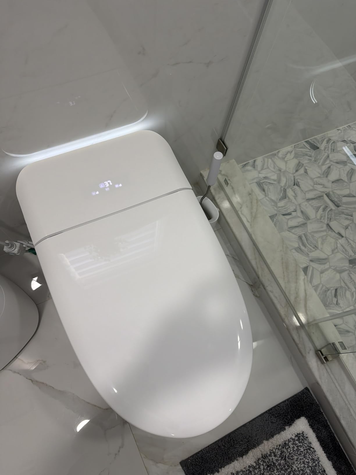 Smart Toilet with Warm Water Sprayer and Dryer, One Piece Bidet Toilet with Auto Dual Flush Foot Sensor Operation, Heated Seat Smart with Built In Fahrenheit LED Display customer photo 1