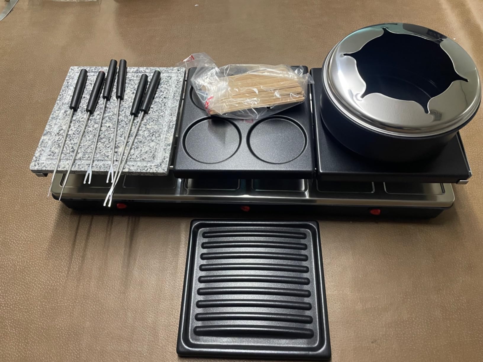 Raclette Table Grill - Indoor Electric Grill Griddle - Nonstick Extra Large Reversible 4-In-1 Outdoor Dishwasher Safe with Cheese 12 Paddles 12 Spatulas for 12 Person, FD-12RN1650 customer photo 2