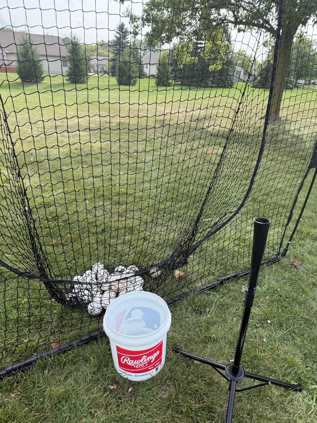 BAGAIL 7x7 ft Baseball & Softball Training Net | Includes Batting Tee & 2 Strike Zones, Heavy Duty Frame, Durable 7-Ply Mesh, Quick 2-Min Setup customer photo 1