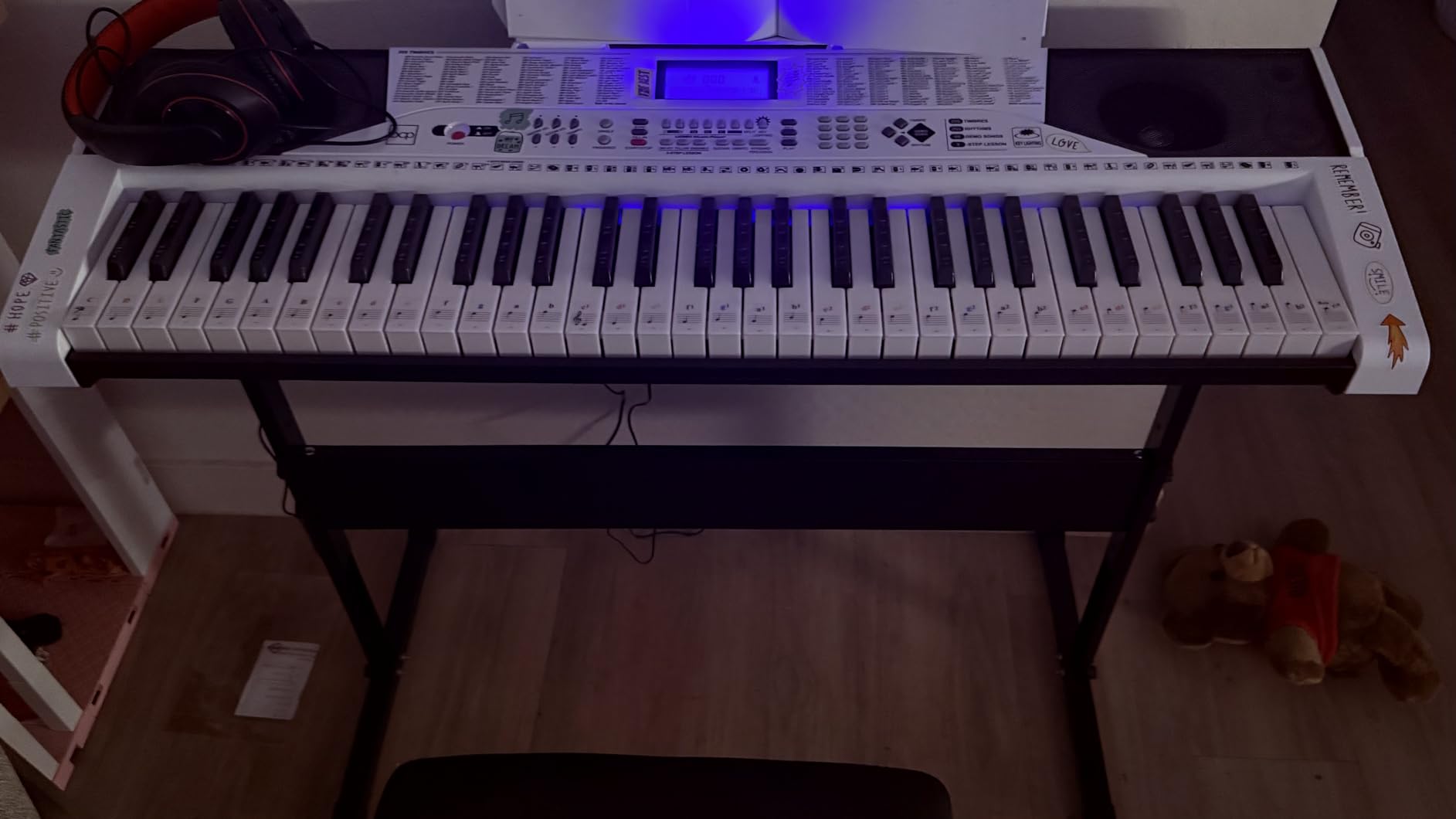 Best Choice Products 61-Key Beginners Complete Electronic Keyboard Piano Set w/Lighted Keys, LCD Screen, Headphones, Stand, Bench, Teaching Modes, Note Stickers, Built-In Speakers, Pink customer photo 1