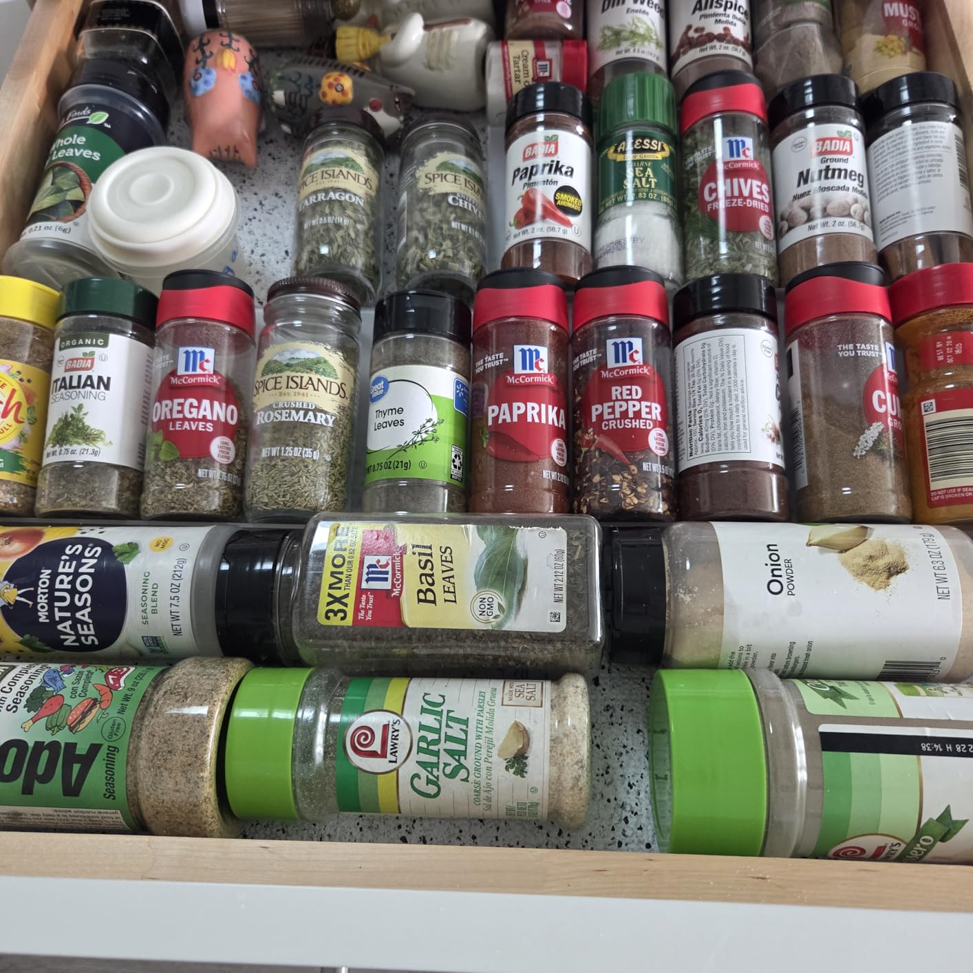 Suneerplay Spice Drawer Organizer 4 Tier, Acrylic Seasoning Organizer Rack, Clear Spice Rack Tray, Kitchen Seasoning Jars Drawers Insert (Jars Not Included/Expandable From 9