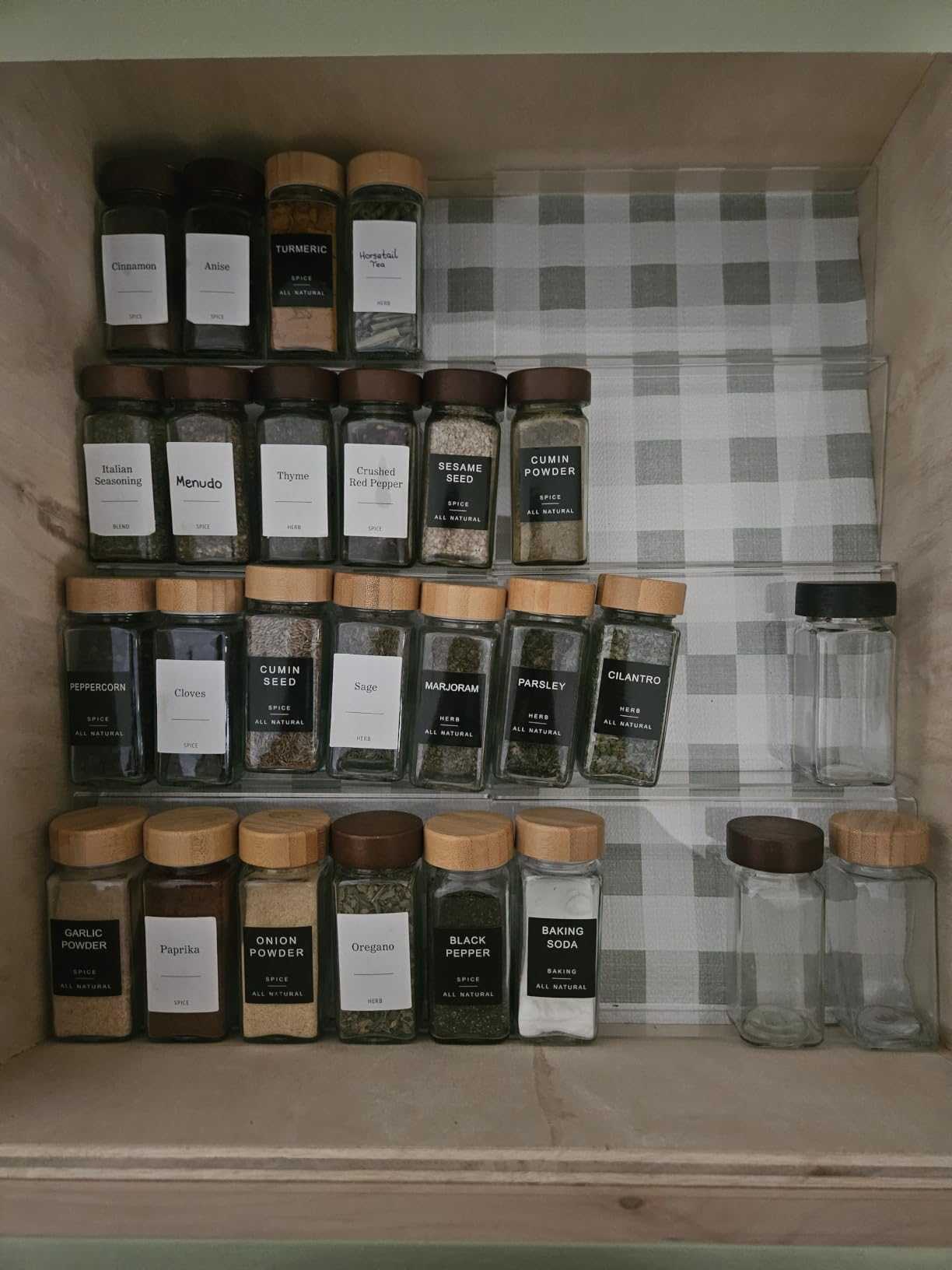 Suneerplay Spice Drawer Organizer 4 Tier, Acrylic Seasoning Organizer Rack, Clear Spice Rack Tray, Kitchen Seasoning Jars Drawers Insert (Jars Not Included/Expandable From 9