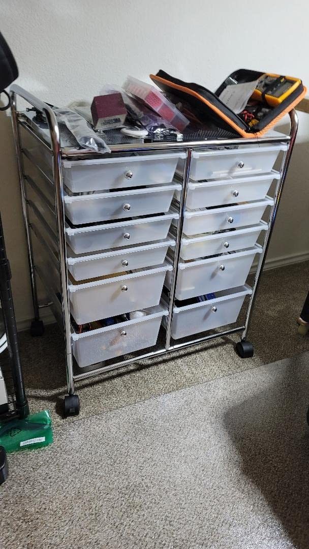 Simple Houseware 15 Drawers Rolling Utility Cart Art Craft Storage, Chrome customer photo 1