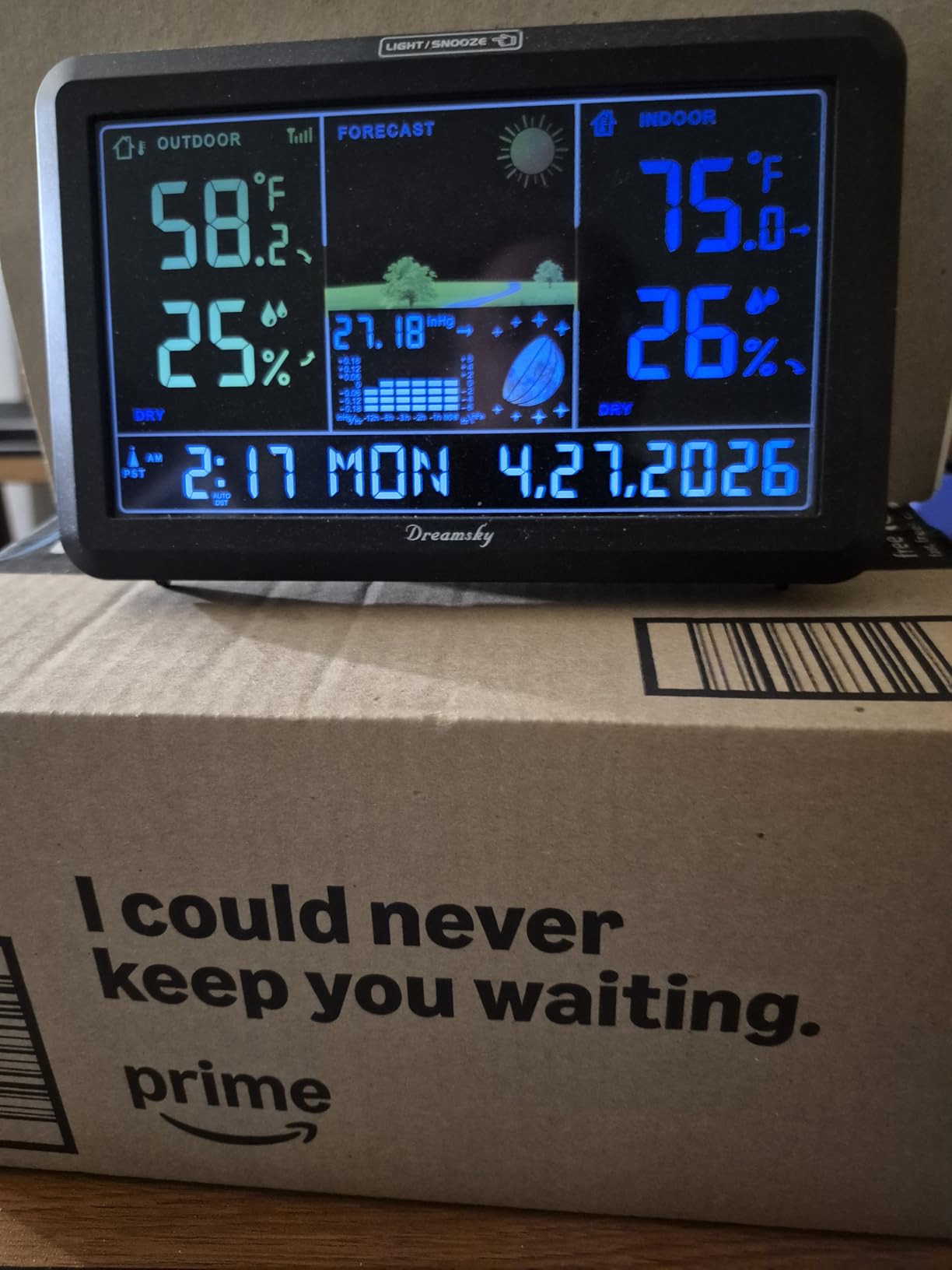 DreamSky Weather Station Indoor Outdoor Thermometer Wireless, Atomic Clock, Digital Large Display with Backlight Dimmer, USB Port, Inside Outside Temperature Humidity Monitor for Home (Plug-in) customer photo 1
