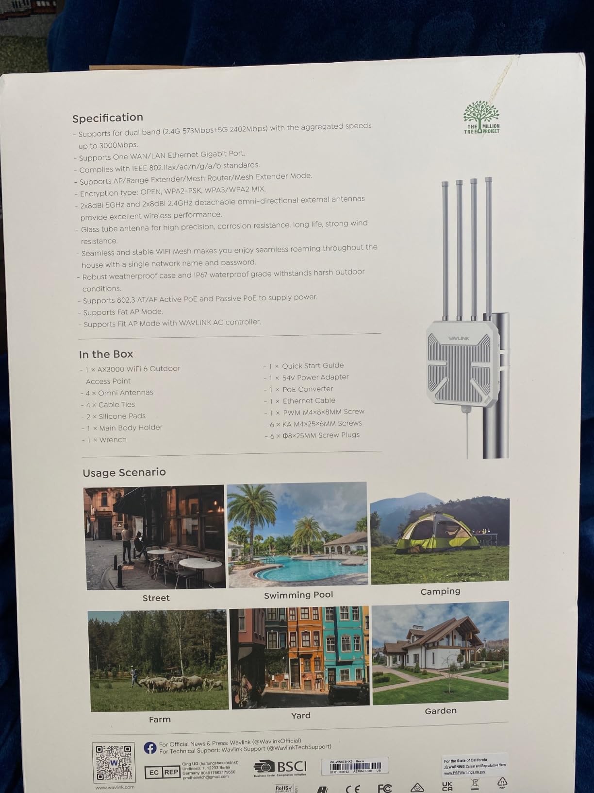WAVLINK 2026 AX3000 WiFi 6 Outdoor WiFi Extender, Long-Range Outdoor WiFi | Dual Band, 600mW, IP67 Waterproof, Support Up to 256 Connected Devices, Compatible with Starlink, Ideal for Farm & Campsite customer photo 1