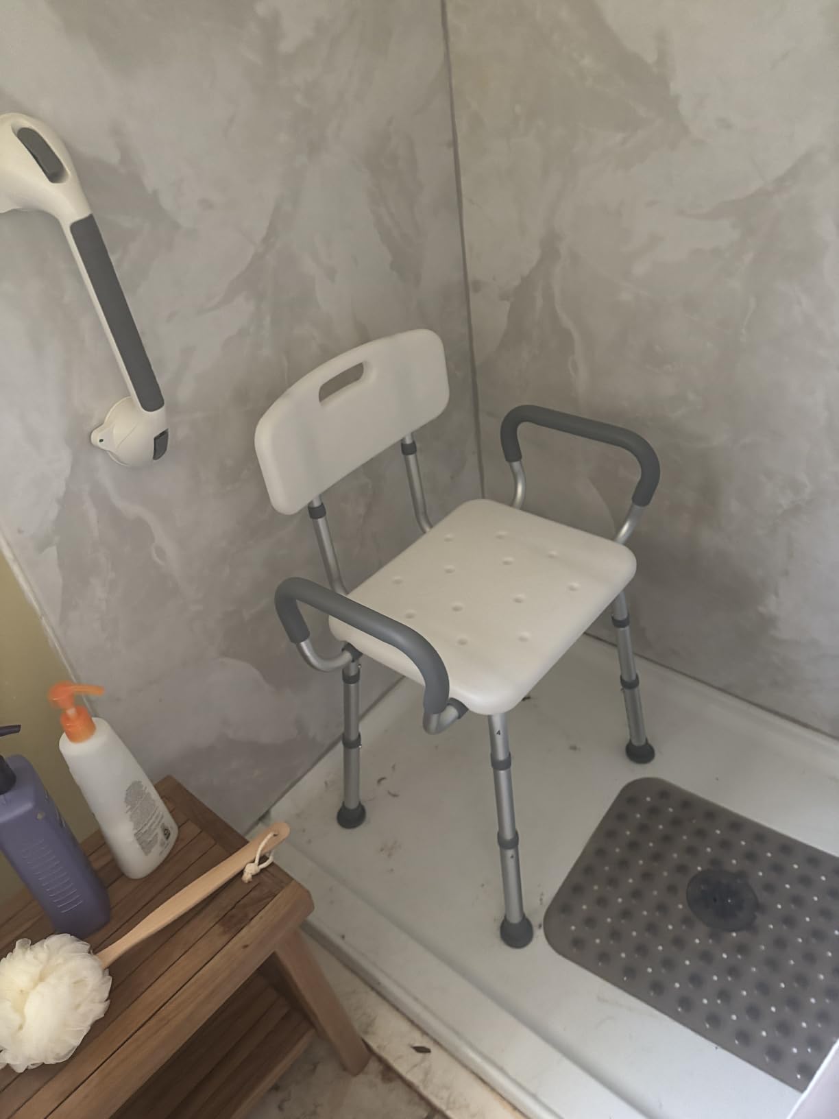 HOMLAND Shower Chair for Inside Shower with Padded Armrests and Back customer photo 2