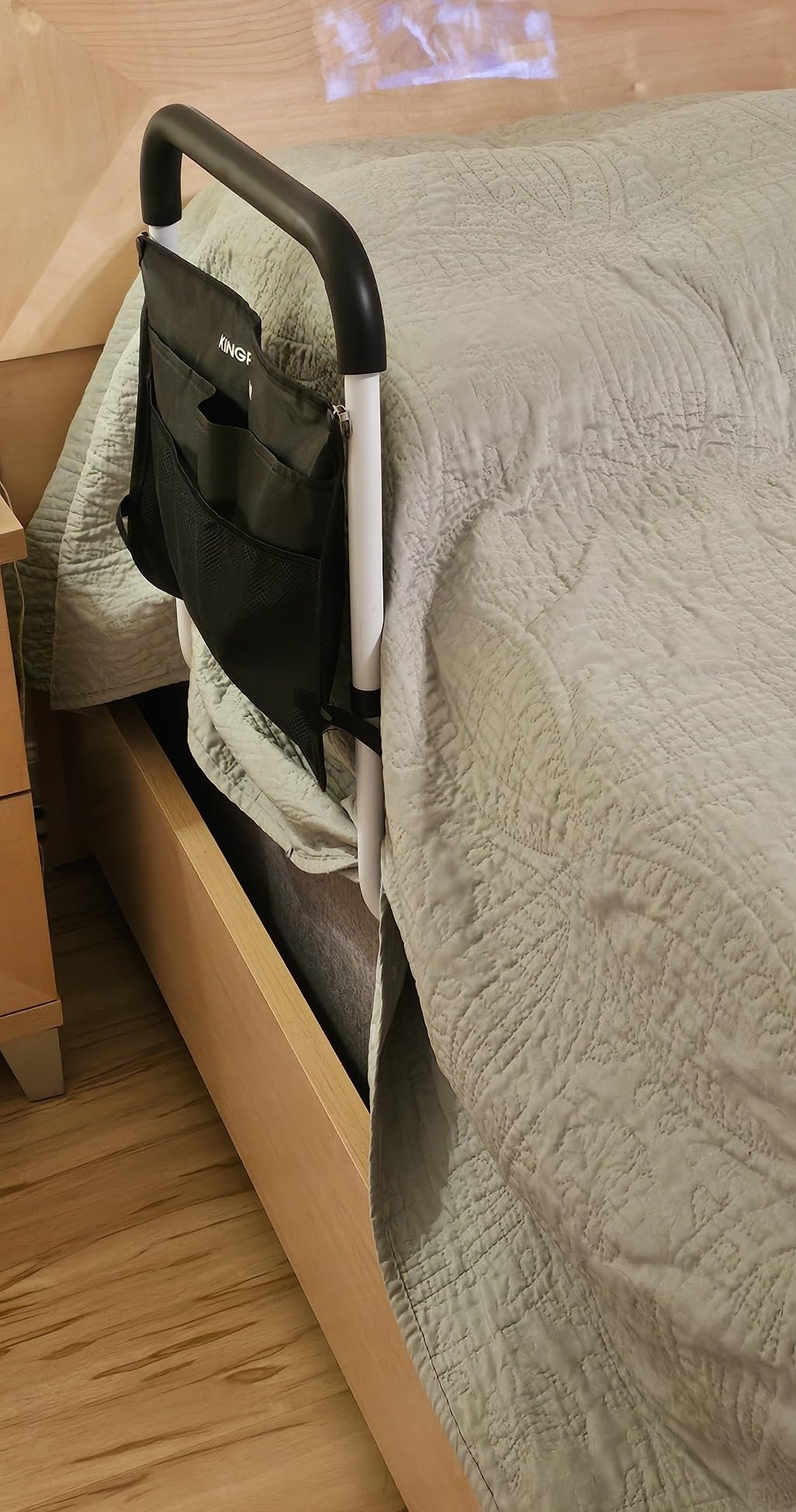 KingPavonini Bed Rails for Elderly Adults Safety - Adjustable Bed Cane with Non-Slip Ergonomic Handle and Storage Pocket, Bed Railings for Seniors Hold up to 350 Lbs, Tool-Free Installation customer photo 2