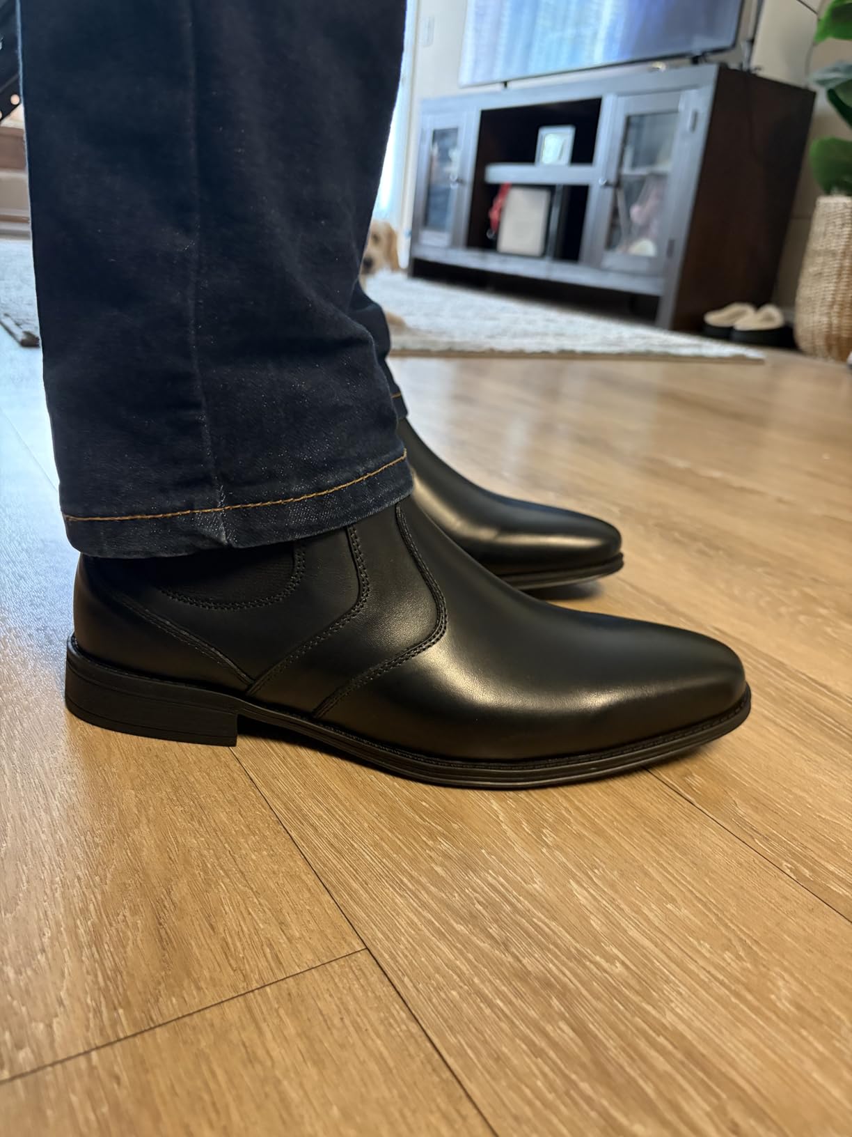 Holy dove Chelsea Boots Men - Genuine Leather,Chelsea Boots for Men with Side Zipper, Casual Slip-On Ankle Boots, Chukka & Oxford Style Dress Boots customer photo 2