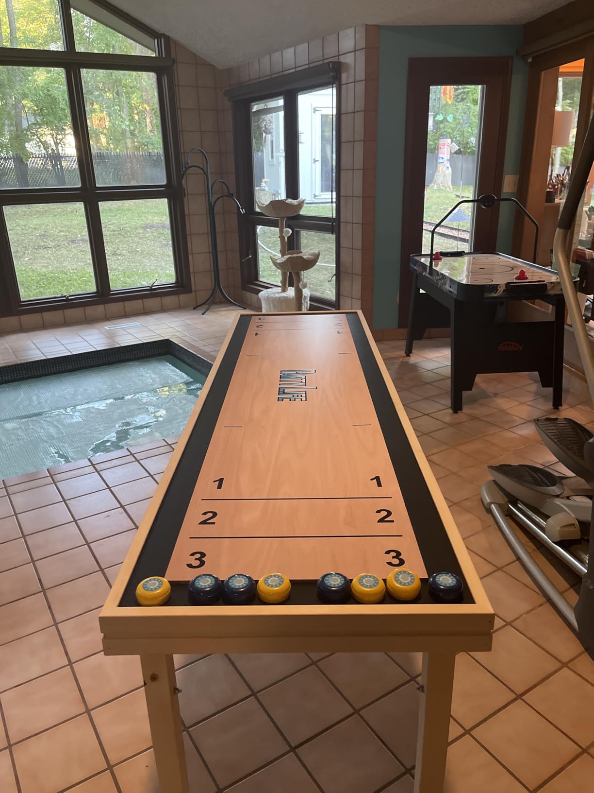 6-Foot Premium Shuffleboard Table w/Folding Legs, Pucks, and Optional LED Lights - Awesome Graphics - Choose Your Model customer photo 1
