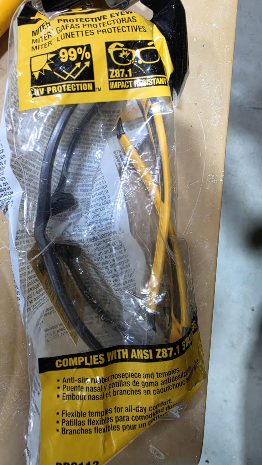 DEWALT DPG112-1D Miter Premium Vented No-Slip Safety Glasses - Clear Lens - Vented Frame & Lenses - Rubber Temples & Nosepiece - 1 Pair customer photo 1