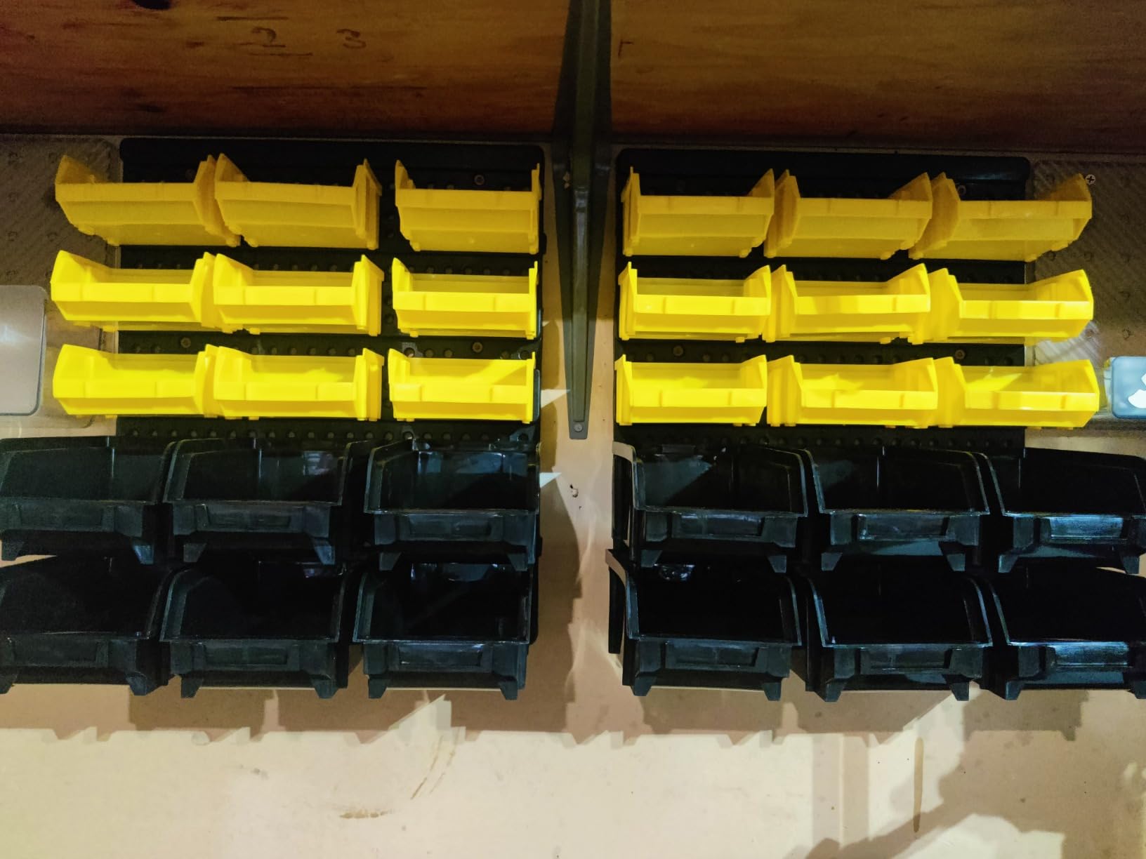 KJE 30PCS Wall Mounted Storage Bins, Plastic Tool Organizer for Garage Storage, Screws, Nuts, Bolts, Small Hardware Parts - Black, Yellow customer photo 1