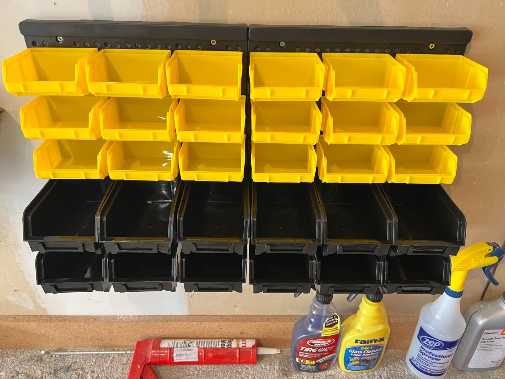 KJE 30PCS Wall Mounted Storage Bins, Plastic Tool Organizer for Garage Storage, Screws, Nuts, Bolts, Small Hardware Parts - Black, Yellow customer photo 2