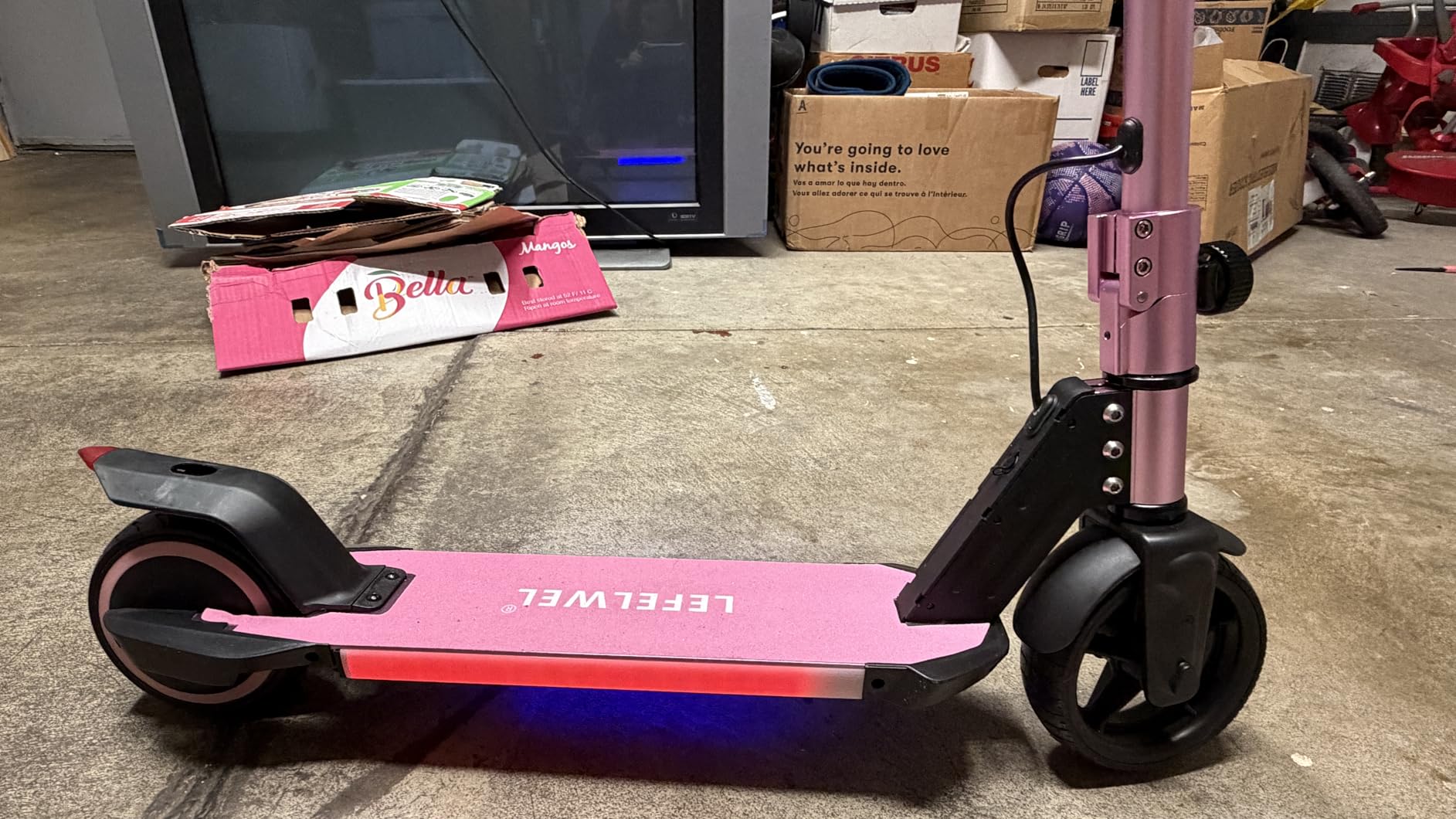 Electric Scooter for Kids Ages 6-12, 150W Motor, 4/7/11 Mph, 60 mins Ride Time, Adjustable Speed, LED Display, Colorful Lights, Electronic Brake, Foldable Kids Electric Scooter, UL2272 Certified (Pink) customer photo 2