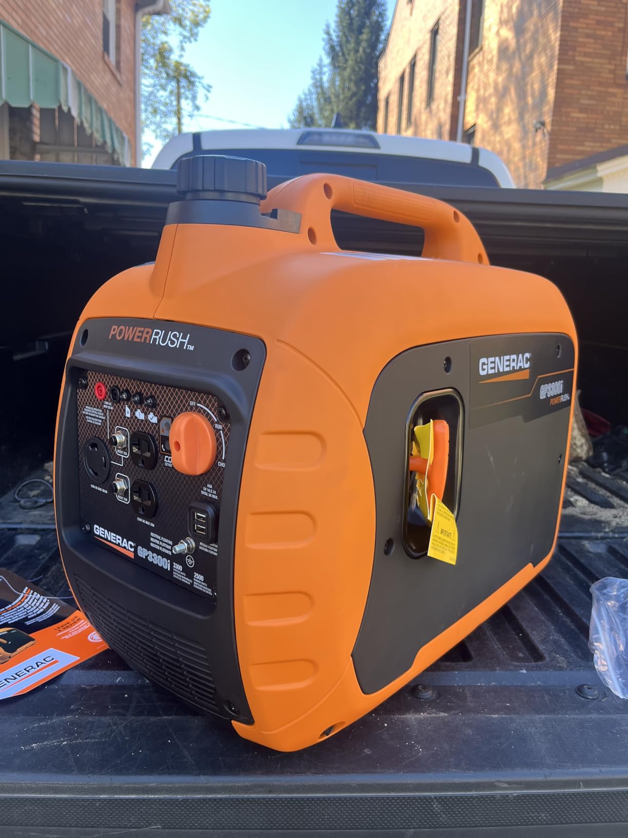 Generac 3,300 Watt Gas Powered Portable Inverter Generator | Lightweight and Compact, USB Ports for Device Charging, Produces Clean, Stable Power, Home Backup, Camping, RV Use customer photo 1