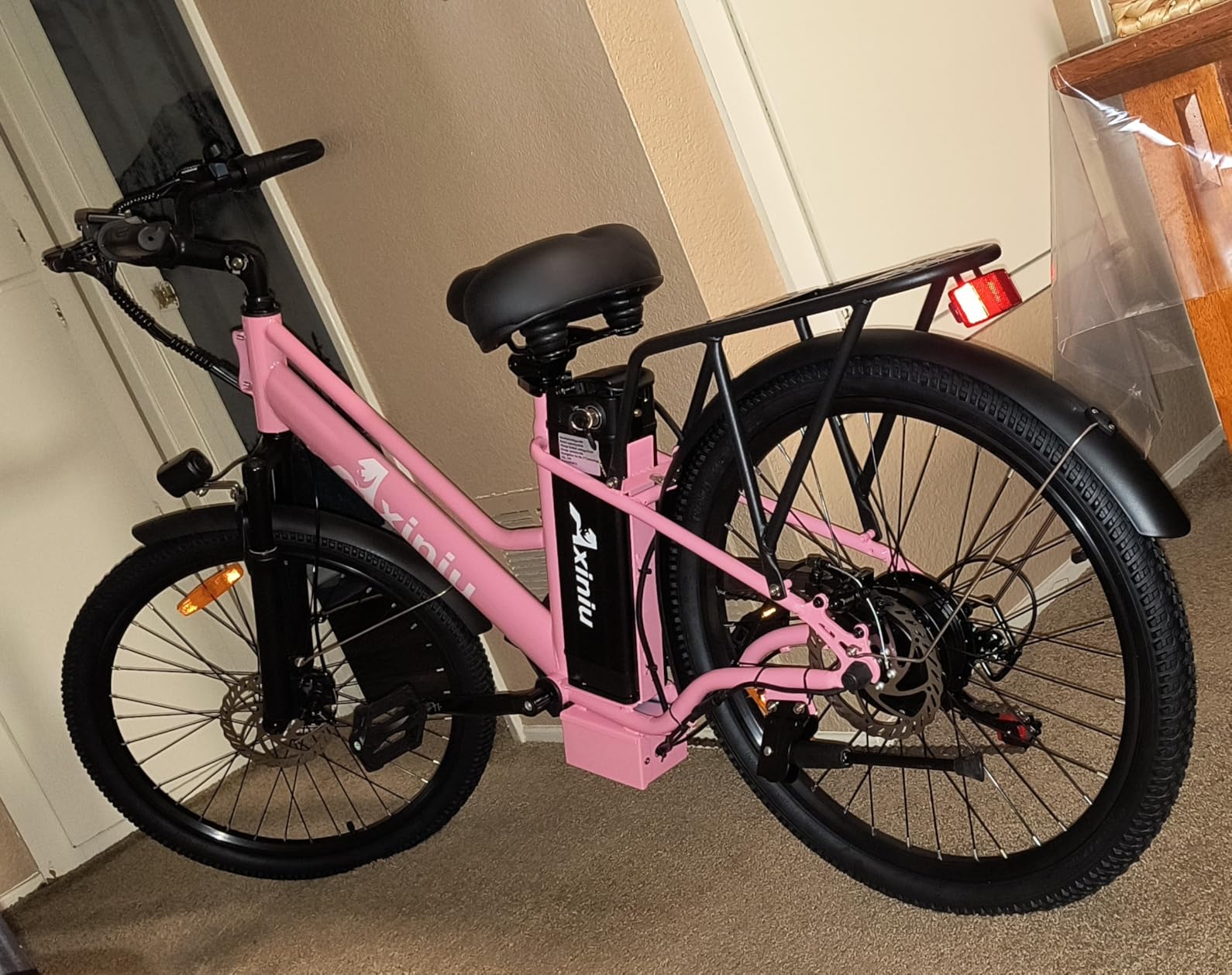 24 Inch Electric Bike for Adults, Step Through Ebike for Women, Peak 1000W Motor 22MPH, 48V 20AH Removable Battery Up to 70 Miles, 7 Speed Dual Shock Absorber, City Cruiser Commuter Bicycle customer photo 1