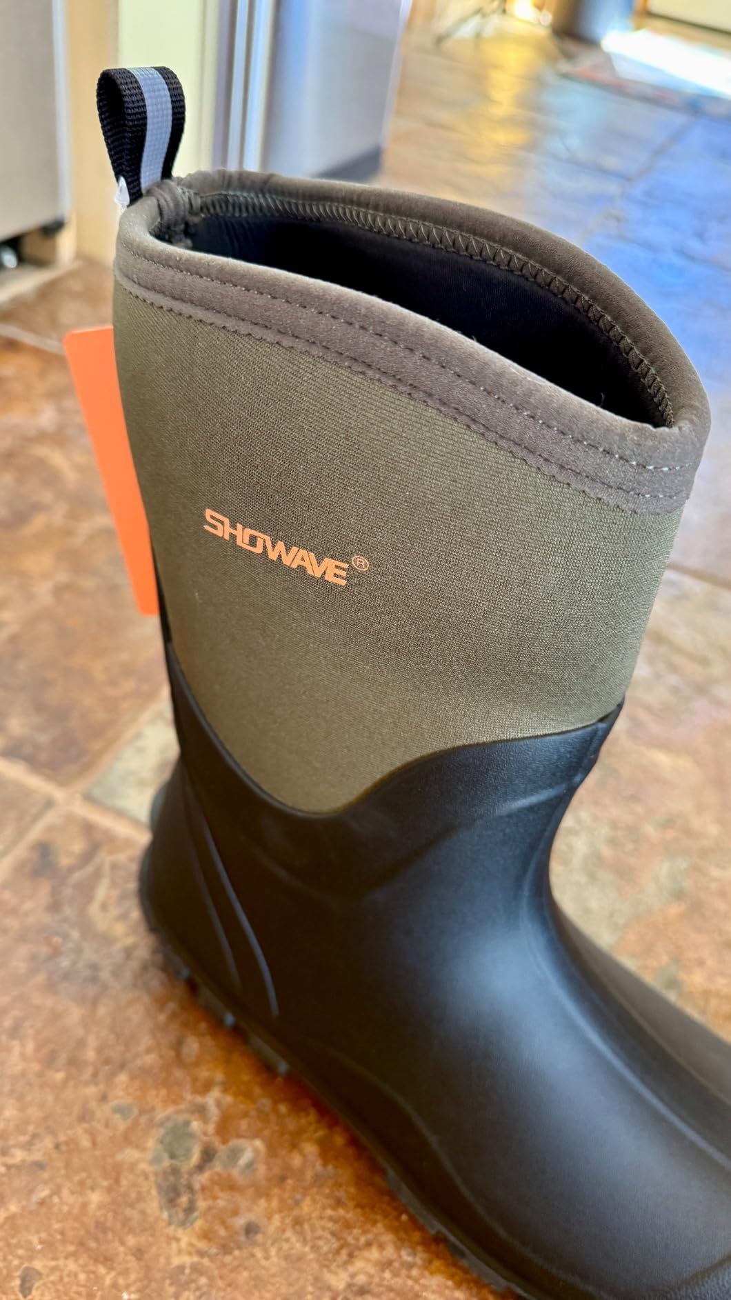 Showave Classic Men's Rubber Boots Waterproof Rain Boots Insulated Neoprene Boot Mud Boot for Farming Hunting Gardening Yard Chore Working customer photo 2