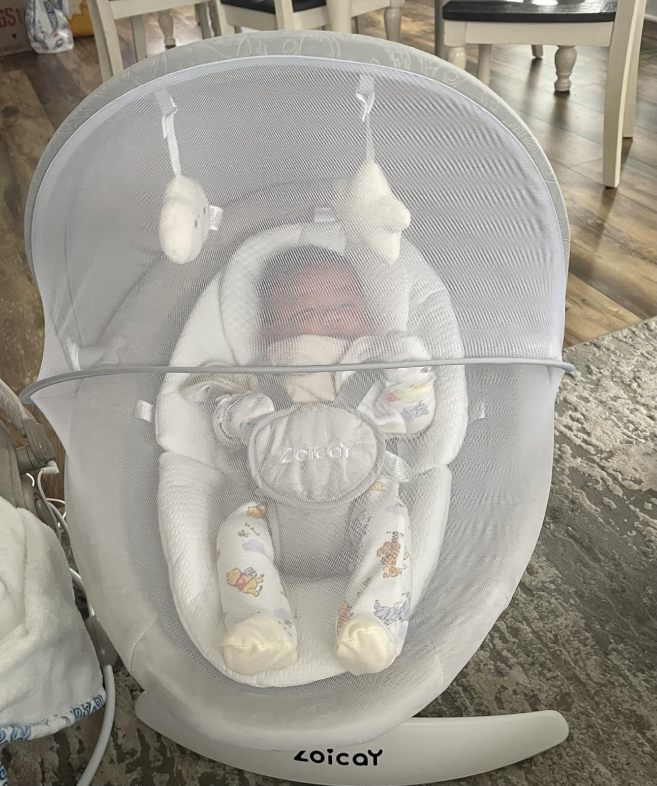 3-in-1 Baby Swings for Infants with Auto Motion Sensor and Bluetooth Music - Portable Baby Swing with 360 Degree Rotatable Seat & Removable Canopy, Remote Control, 5 Speeds & 12 Melodies, Up to 25 lbs (White) customer photo 2
