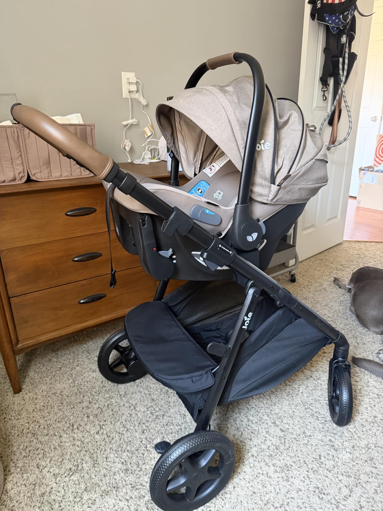 Joie Ginger and Mint Latch Travel System, 4-in-1 Travel System with Baseless Infant Car Seat and Stroller, One-Click Install, from Birth Stroller, Shale Dark customer photo 1