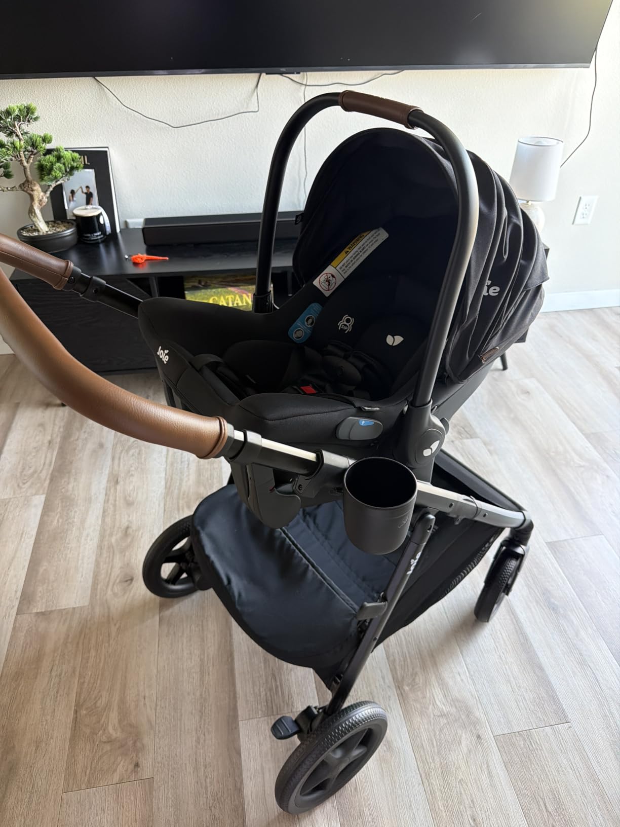 Joie Ginger and Mint Latch Travel System, 4-in-1 Travel System with Baseless Infant Car Seat and Stroller, One-Click Install, from Birth Stroller, Shale Dark customer photo 2