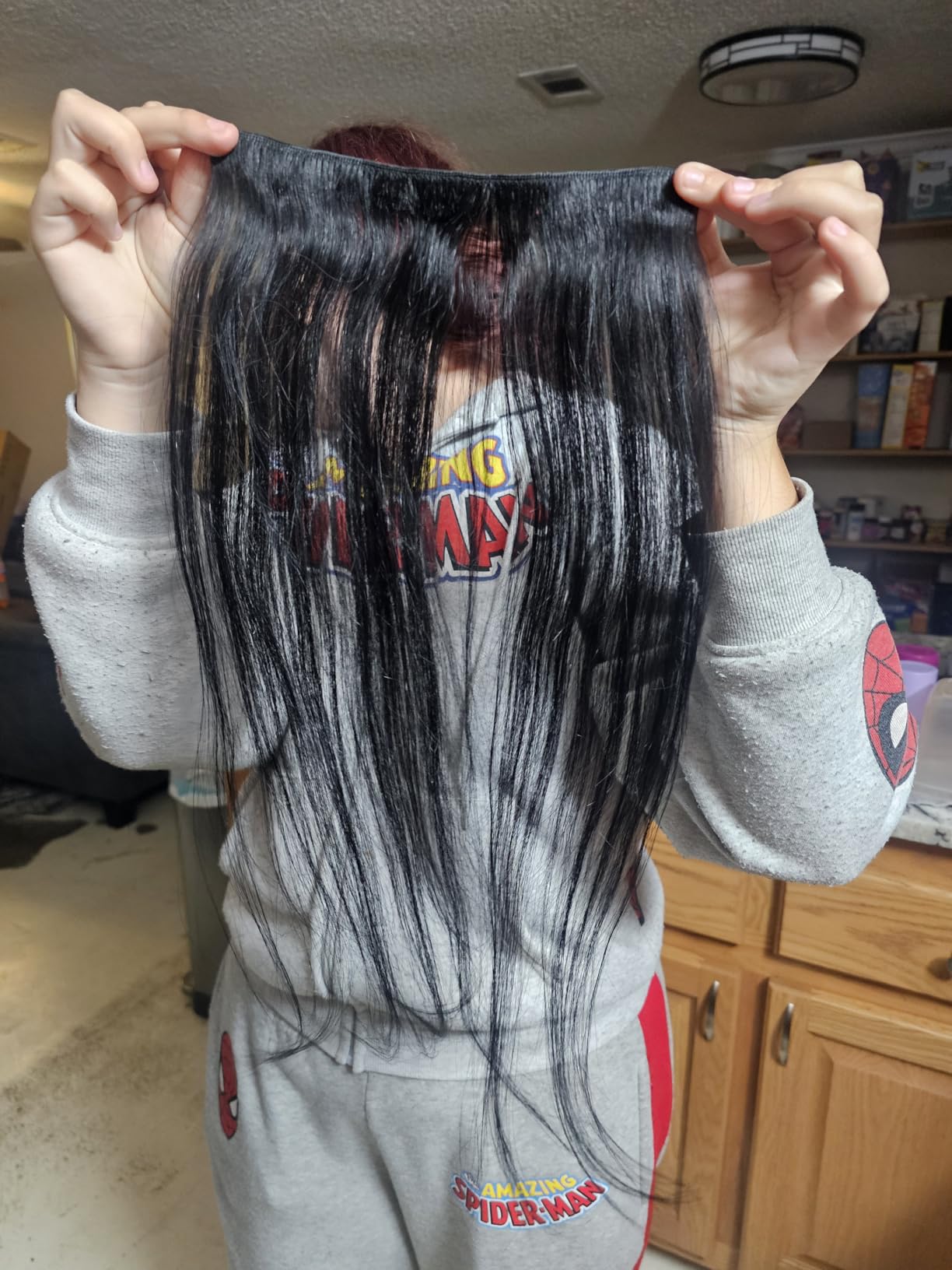 Clip in Hair Extensions Real Human Hair, 20 Inch 105g 100% Remy Human Hair Clip in Extensions for Women, Invisible Straight Seamless Clip ins Hair Extensions 8pcs Double Weft #1B Natural Black customer photo 2
