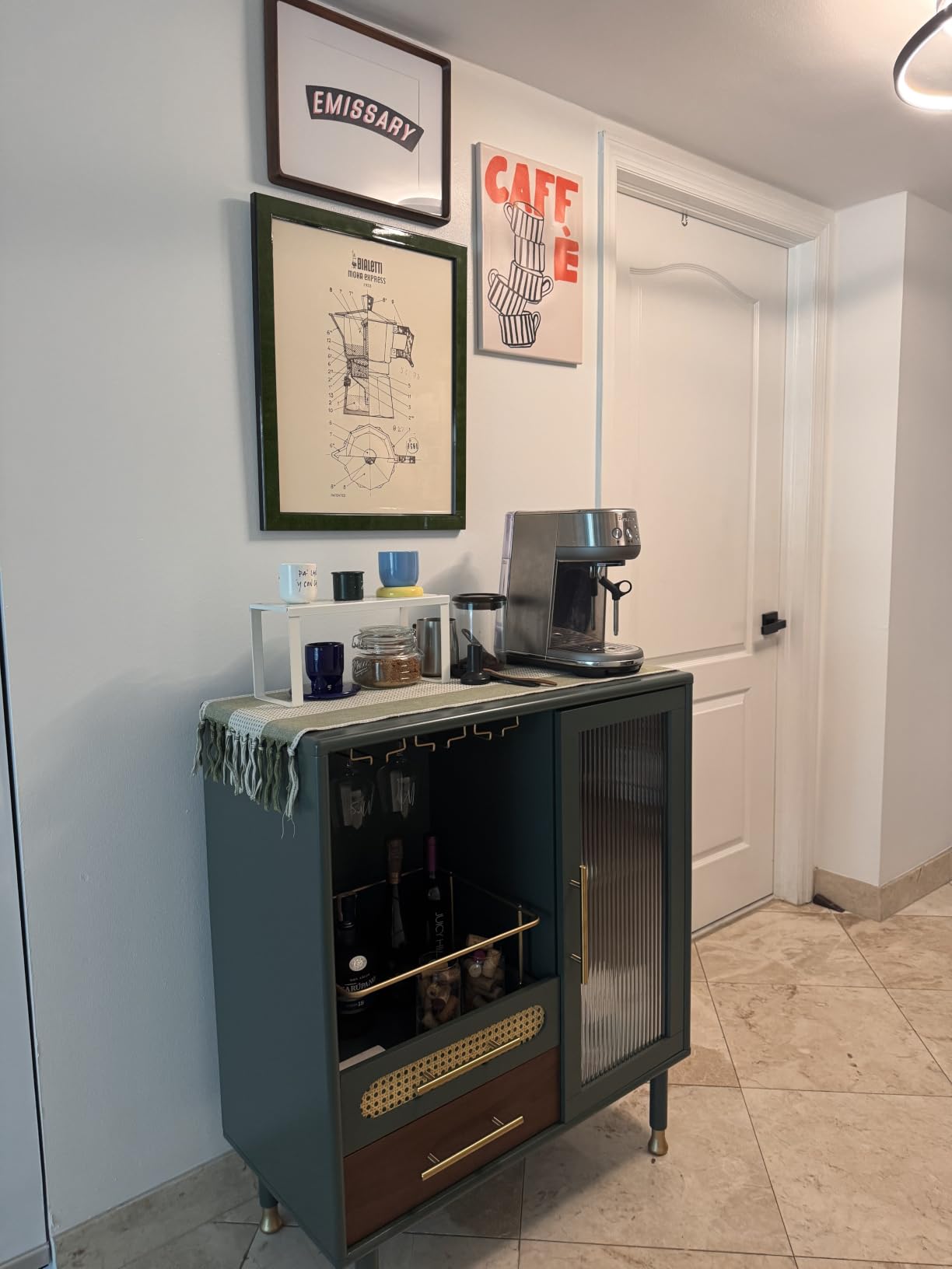 ARTPOWER Modern Coffee Bar Cabinet with Wine Glass Rack and Drawers, Green Liquor Cabinet with Pull-Out Wine Storage for Kitchen, Dining Room, Living Room customer photo 1