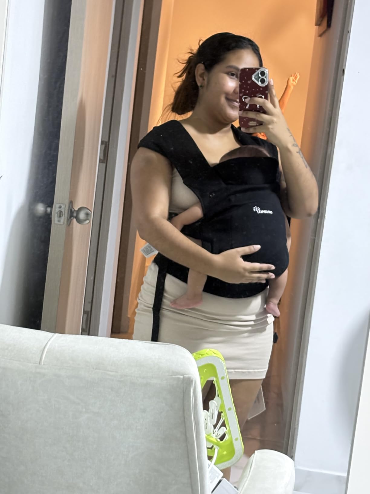 GROWNSY Baby Carrier, Cozy Newborn Carrier, Ergonomic Baby Wraps Carrier Newborn to Toddler with Head Support, Cream customer photo 1