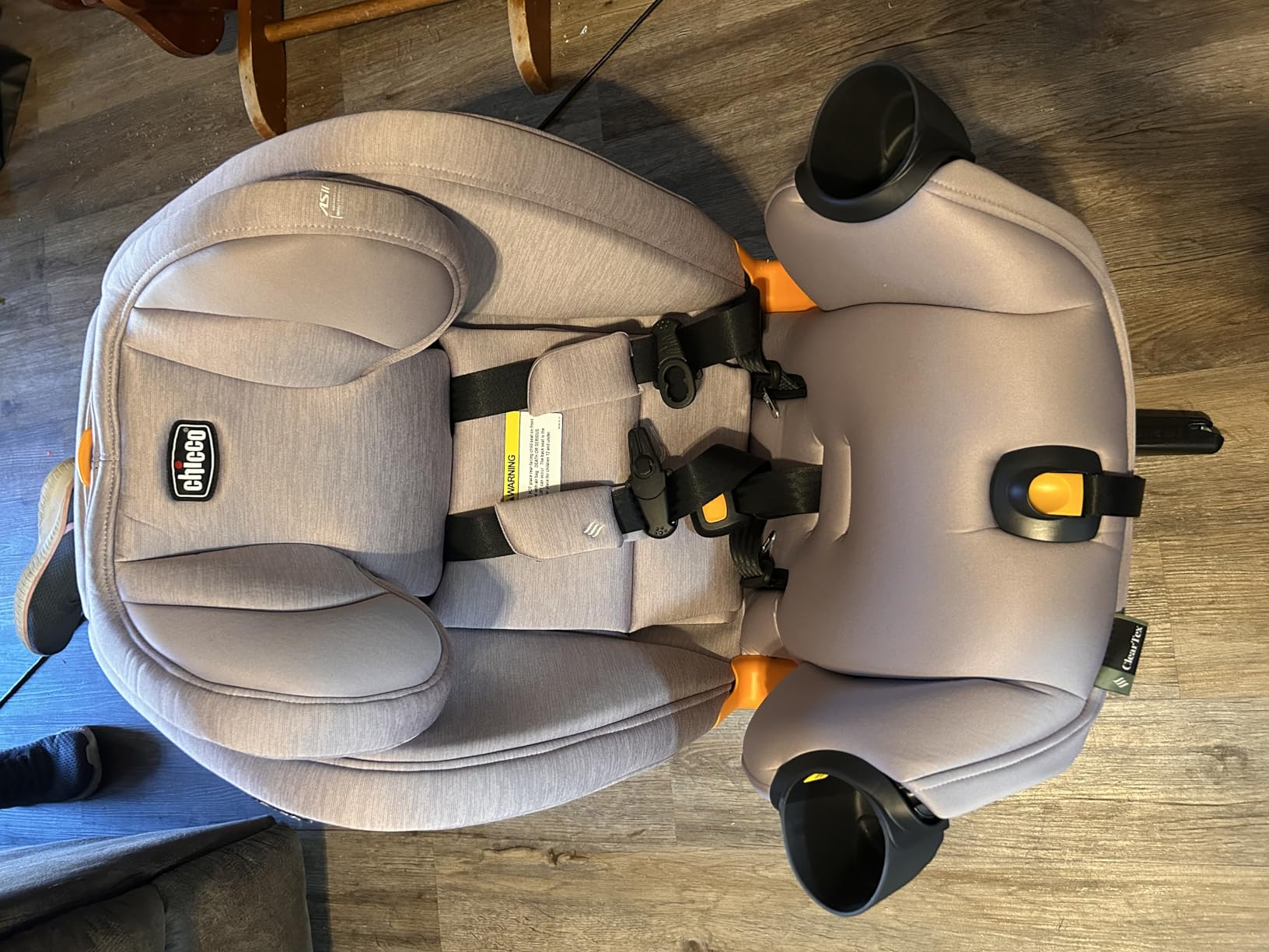 Chicco OneFit LX All-in-One Convertible Booster Car Seat, 5-100 lbs, Lupine/Purple, flame retardant-free ClearTex, GREENGUARD Gold, LeverLock install, slim toddler car seat, ASIP customer photo 1