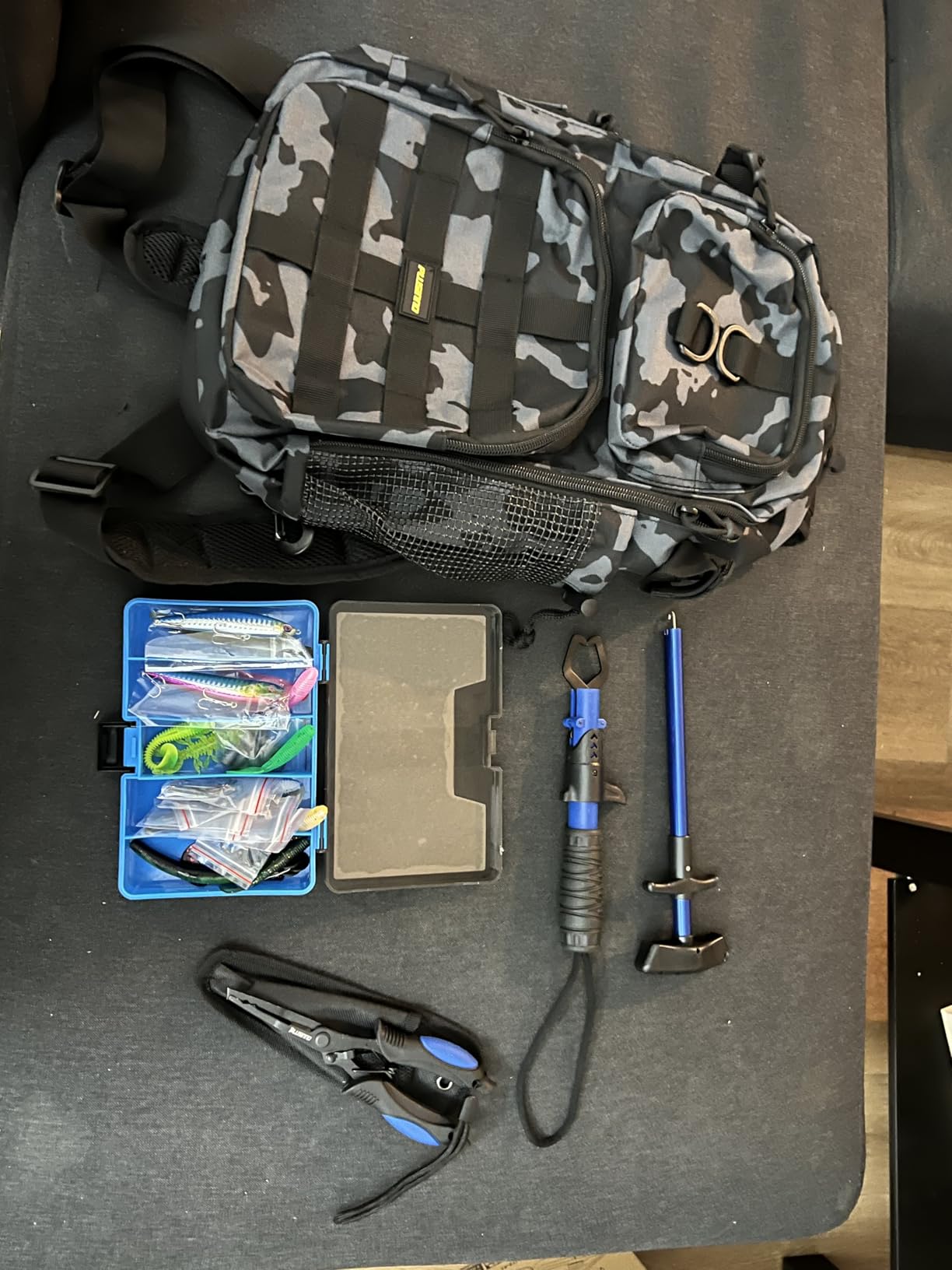 PLUSINNO Fishing Backpack with Tackle Boxes, Waterproof Fishing Sling Tackle Bag For Fishing Gear With Rod Holder customer photo 1