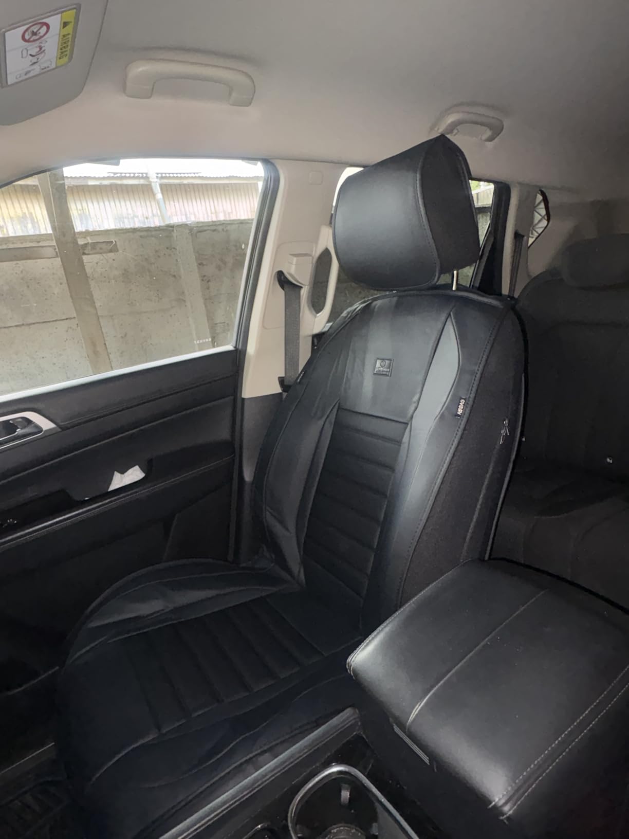 CAR PASS Nappa Leather Car Seat Covers Front Seats, Luxury Seat Protector for Cars, Waterproof Anti-Slip Seat Cushion Airbag Compatible Universal for Sedan SUV Pick-up Truck Automotive Vehicle, Black customer photo 2