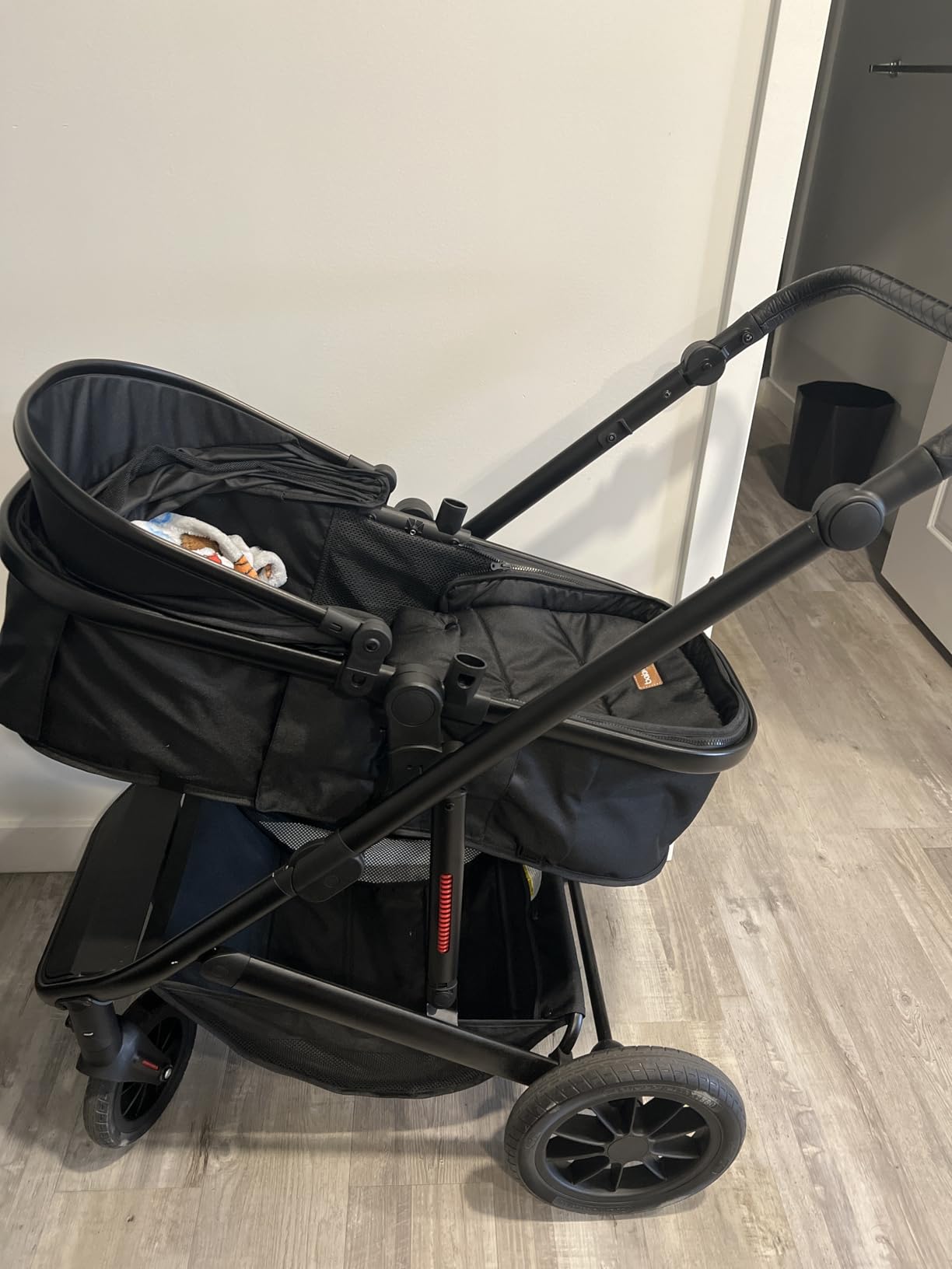 BABY JOY 2 in 1 Convertible Baby Stroller, High Landscape with Bassinet Mode, Reversible Seat, Adjustable Canopy, Cup Holder, Diaper Bag, Foldable Infant Newborn Pram Stroller for 0-36 Months (Black) customer photo 2