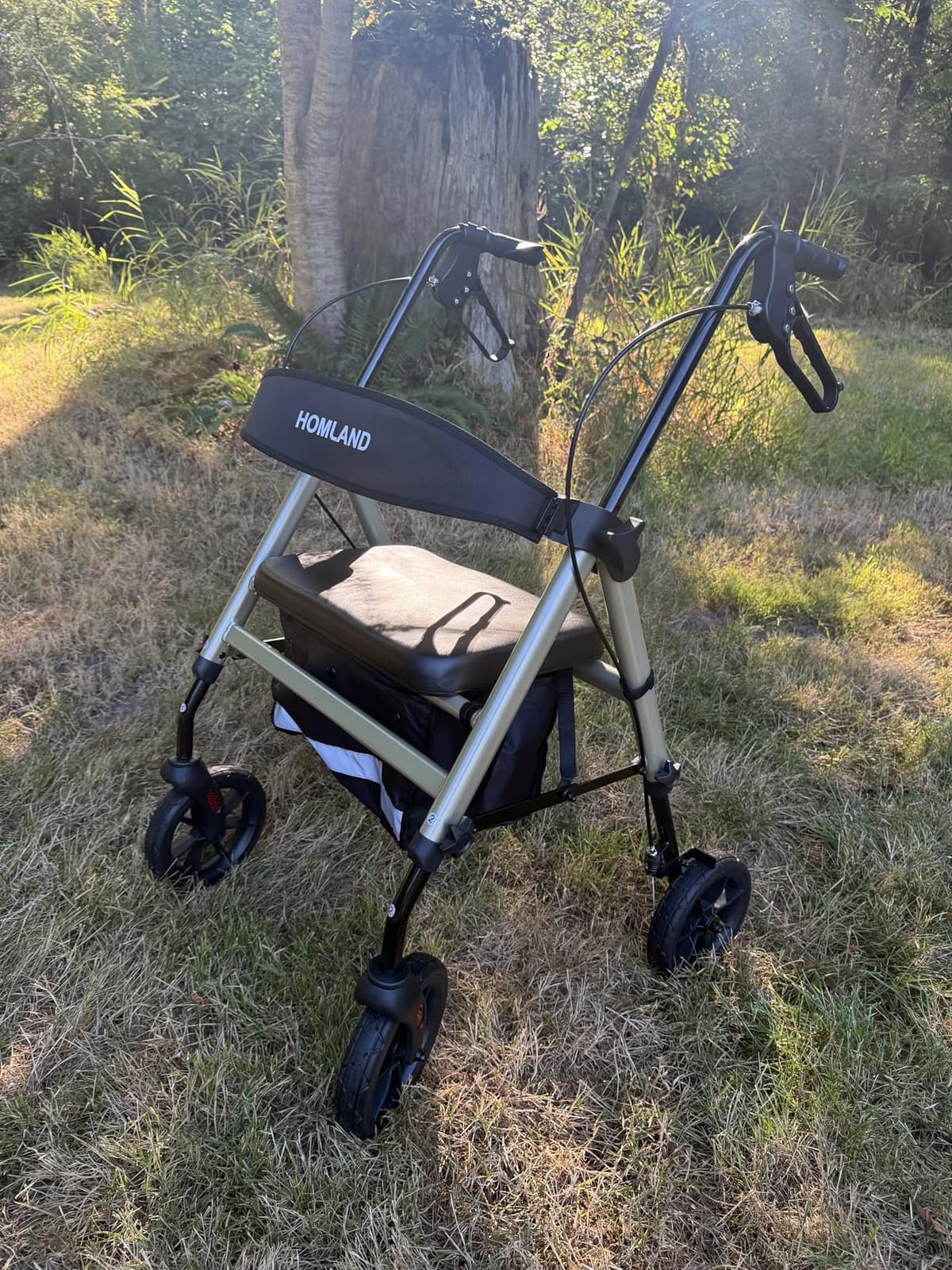 HOMLAND Foldable Walker for Seniors with Seat, 17lb Lightweight, Ergonomic | 350lb Capacity, 8