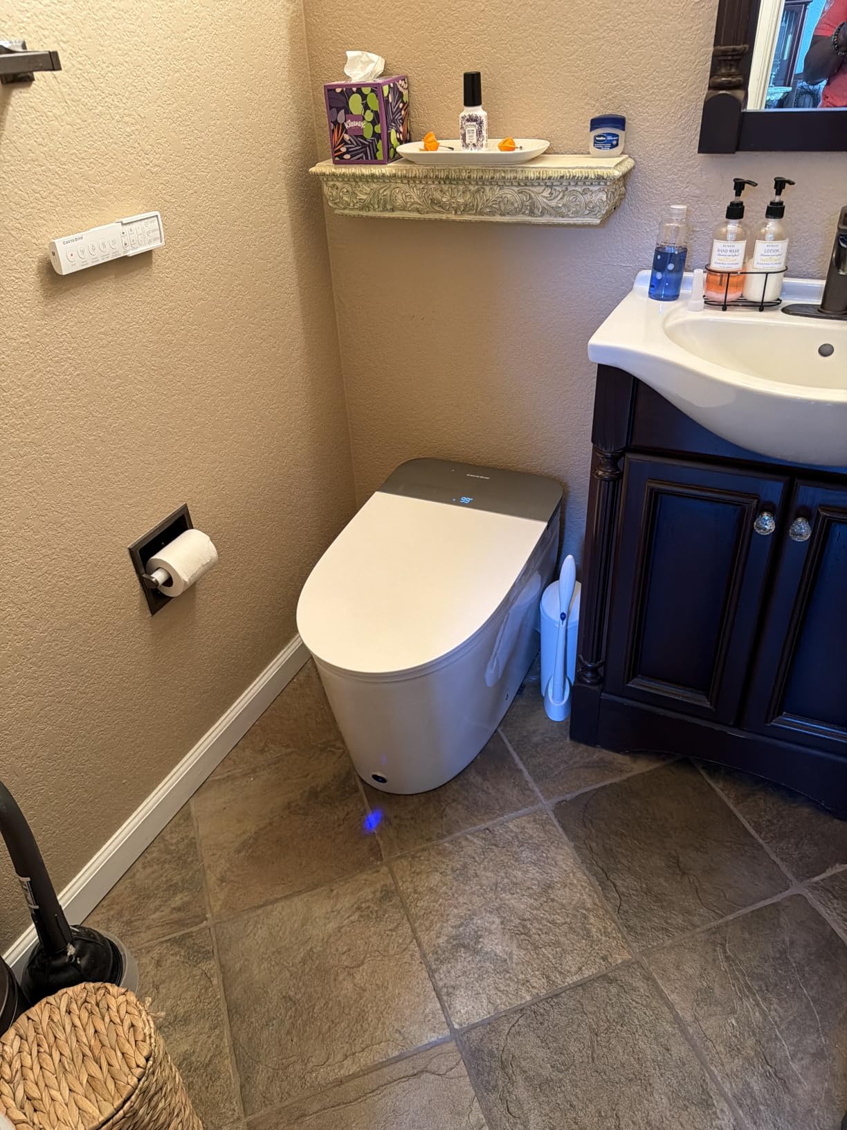 Casta Diva Smart Toilet with Bidet Built in, Auto Open/Close Lid, 1000g MaP Flush, Heated Comfort Seat & Foam Dispenser, Foot Sensor, Bidet Toilet with Tank (CD-K030) customer photo 2