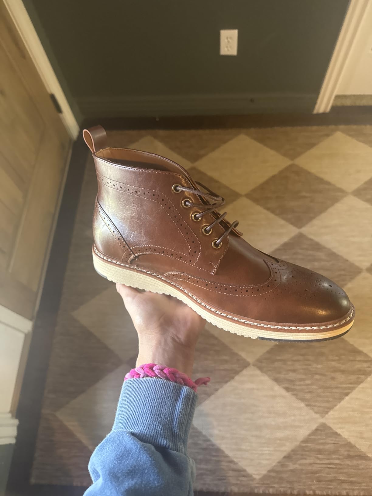 Dress Boots for Men Chukka: Casual Wingtip Shoes Mens Work Ankle Derby Chukka Boot customer photo 1