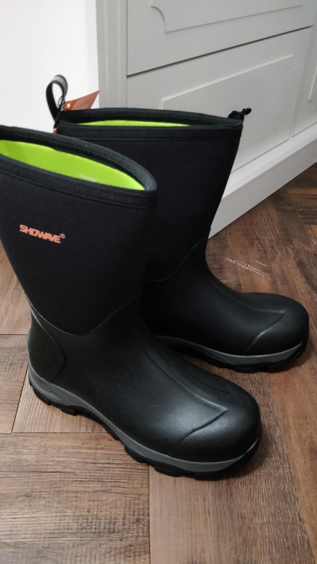 Showave Men's Rain Boots Waterproof Insulated Rubber Work Boots Mud Hunting customer photo 1