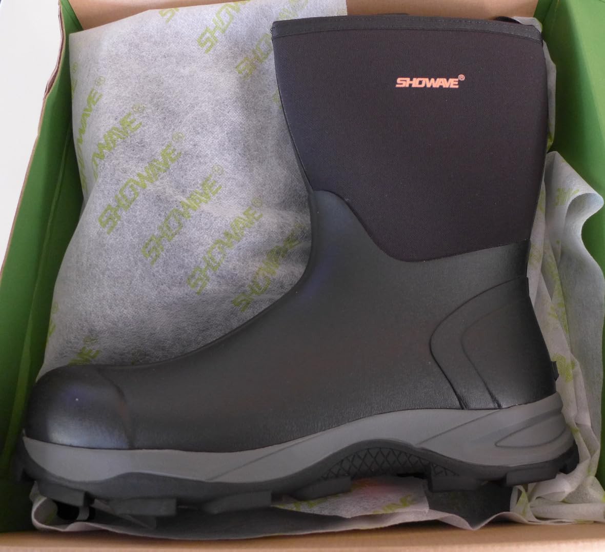 Showave Men's Rain Boots Waterproof Insulated Rubber Work Boots Mud Hunting customer photo 2