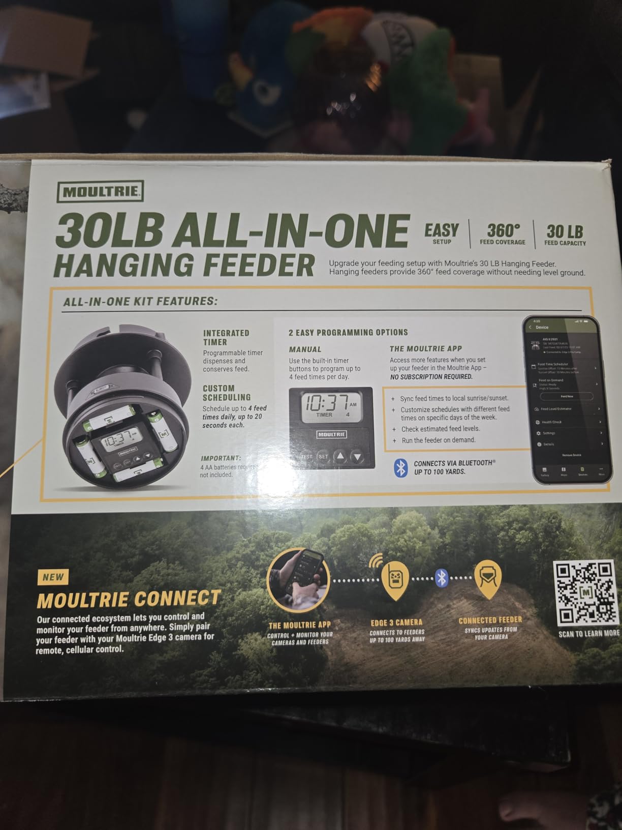 Moultrie All-in-One 30 Lb Hanging Deer Feeder - Bluetooth App Control, Pairs with Edge 3, Collapsible Pack-Down Design, MFG-15100 customer photo 2