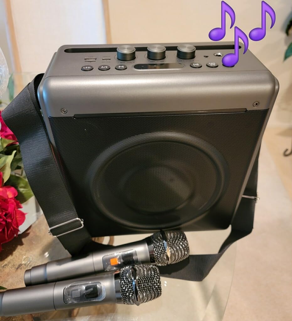Karaoke Machine, 2 Wireless Rechargeable Microphones, 200W Speaker | Bluetooth 5.3, 20H playtime, LED lights, Portable, tablet holder and TWS for family karaoke, home parties and outdoor events customer photo 1