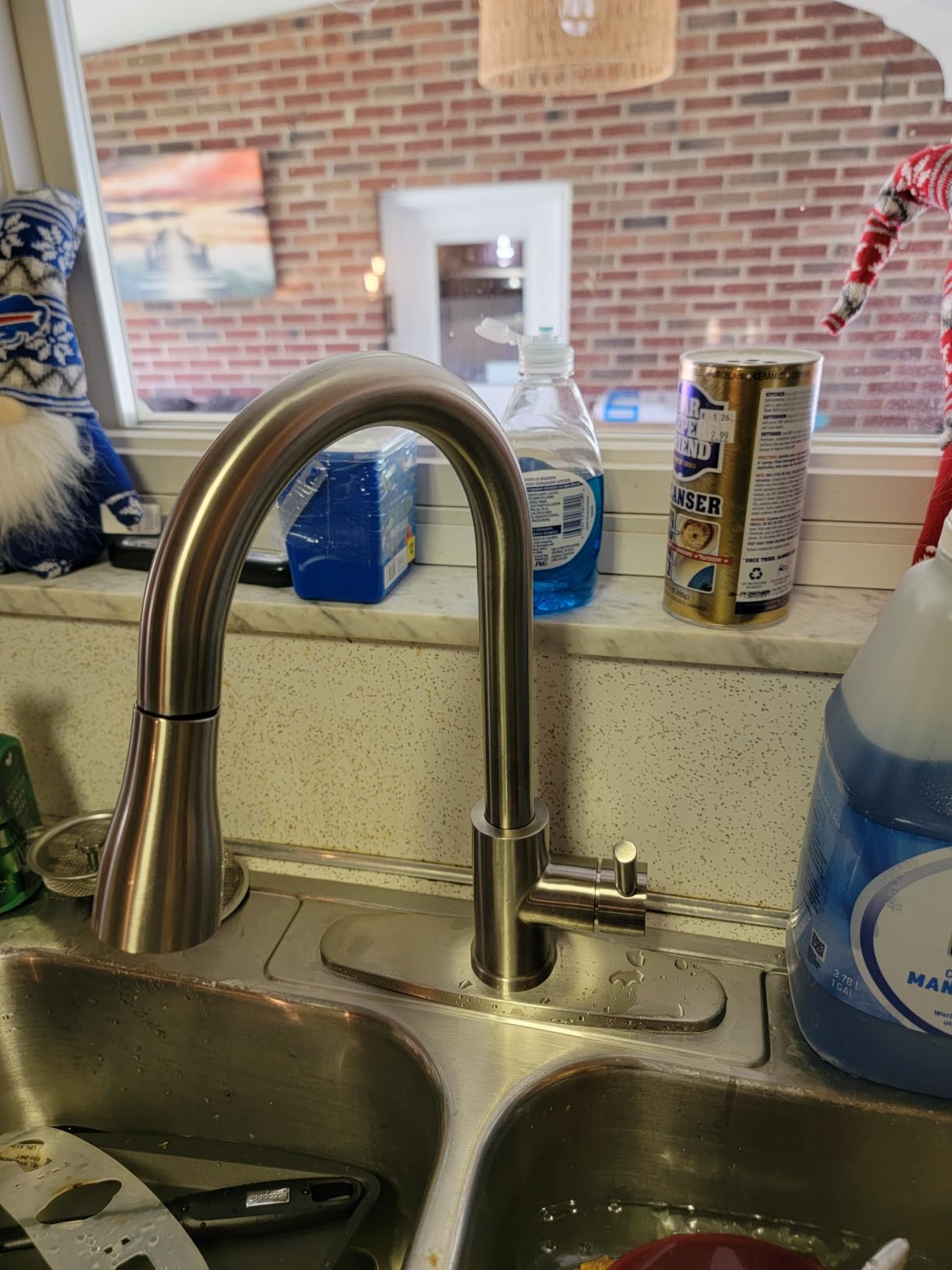 WEWE Touchless Kitchen Faucet with Soap Dispenser Set, Brushed Nickel customer photo 1