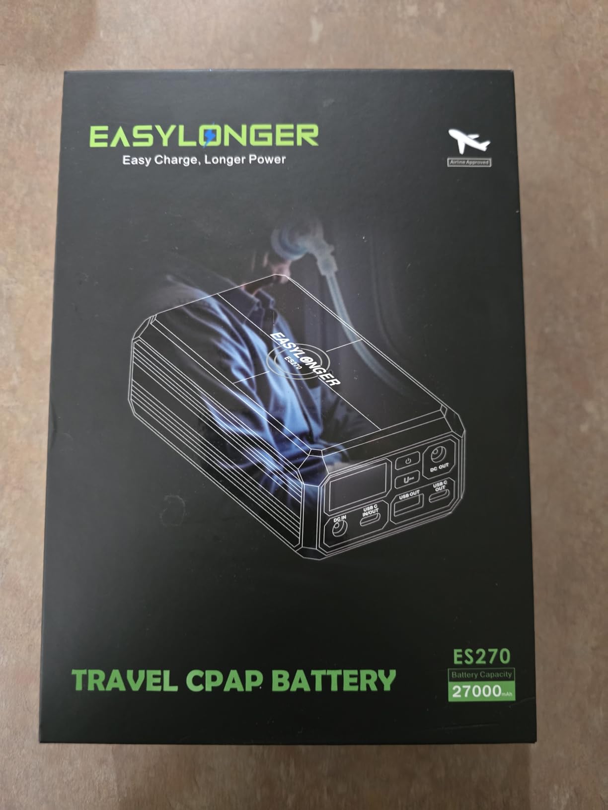 EASYLONGER ES270 CPAP Battery for Air-travel, 99.9Wh CPAP Battery for Camping, PD 100W CPAP Power Bank for ResMed AirMini, AirSense 11, AirSense10, AirCurve 10/11, Luna TravelPAP, Philips DreamStation customer photo 1