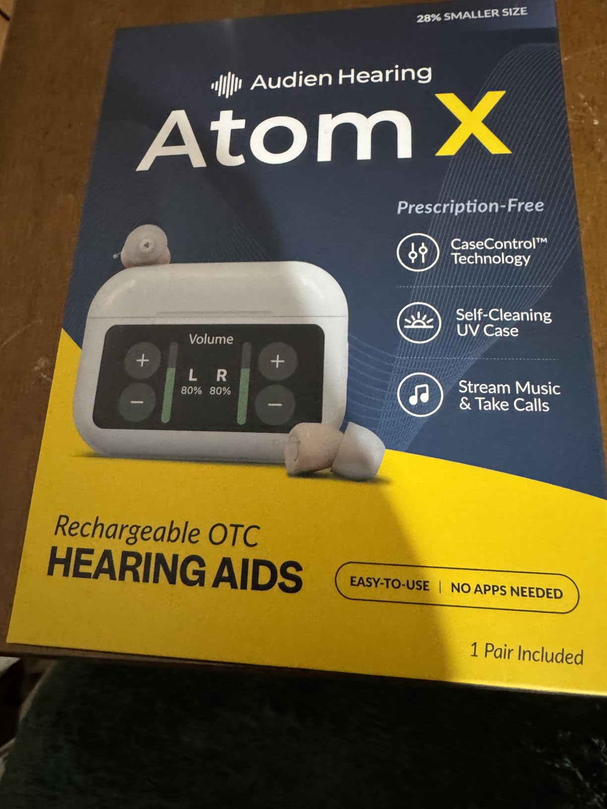 Audien Atom X OTC Hearing Aid For Seniors & Adults with Hearing Loss | Noise Cancelling, Rechargeable OTC Bluetooth, Charging Case, 48+ Hour Battery Life, Touchscreen Control customer photo 1