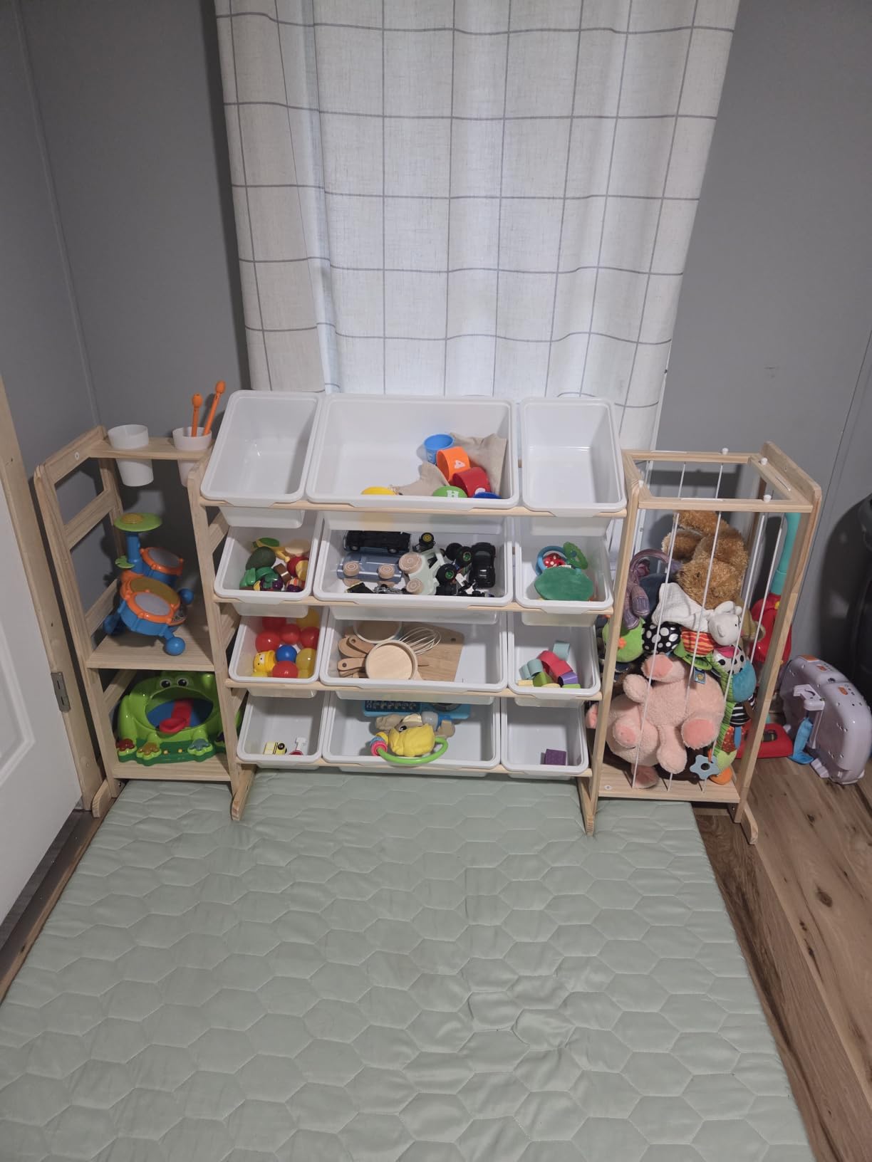 Toy Storage Organizer with Bookshelf and Stuffed Animal Storage, Kids Playroom Organization with 12 Toy Bins customer photo 1