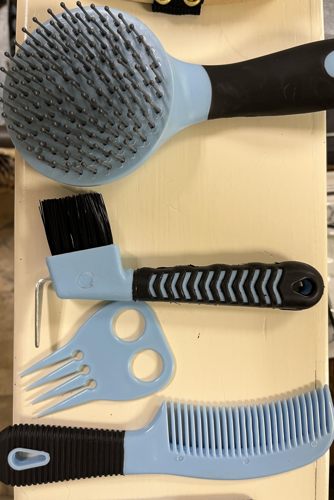 Horse Grooming Kit, 14-in-1 Professional Horse Brush Supplies Set with Horse Brushes, Curry Comb, Hoof Pick & Waterproof Storage Tote Bag (Blue) customer photo 2